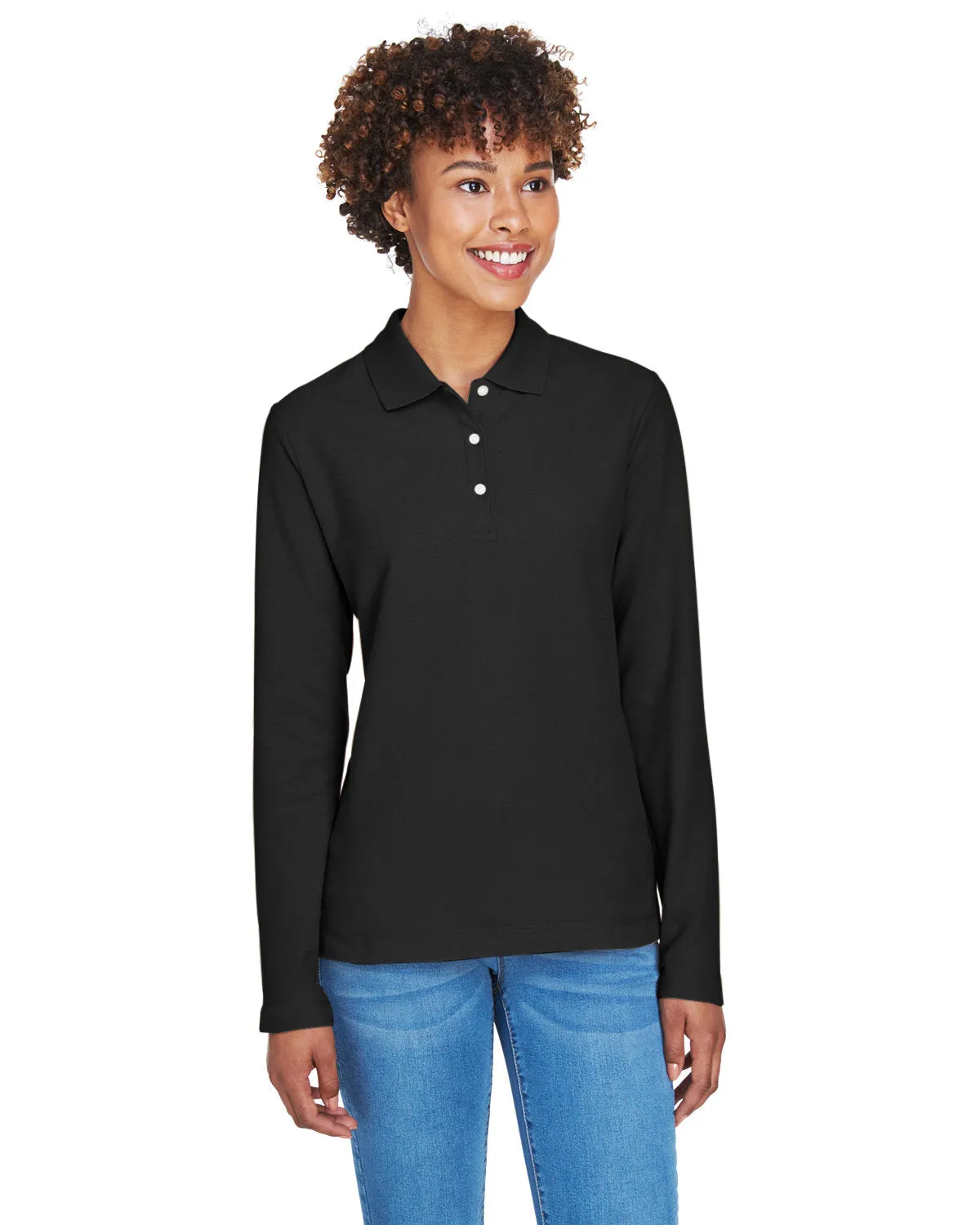 Devon & Jones D110W Polo Femme à Manches Longues en Pima Piqué