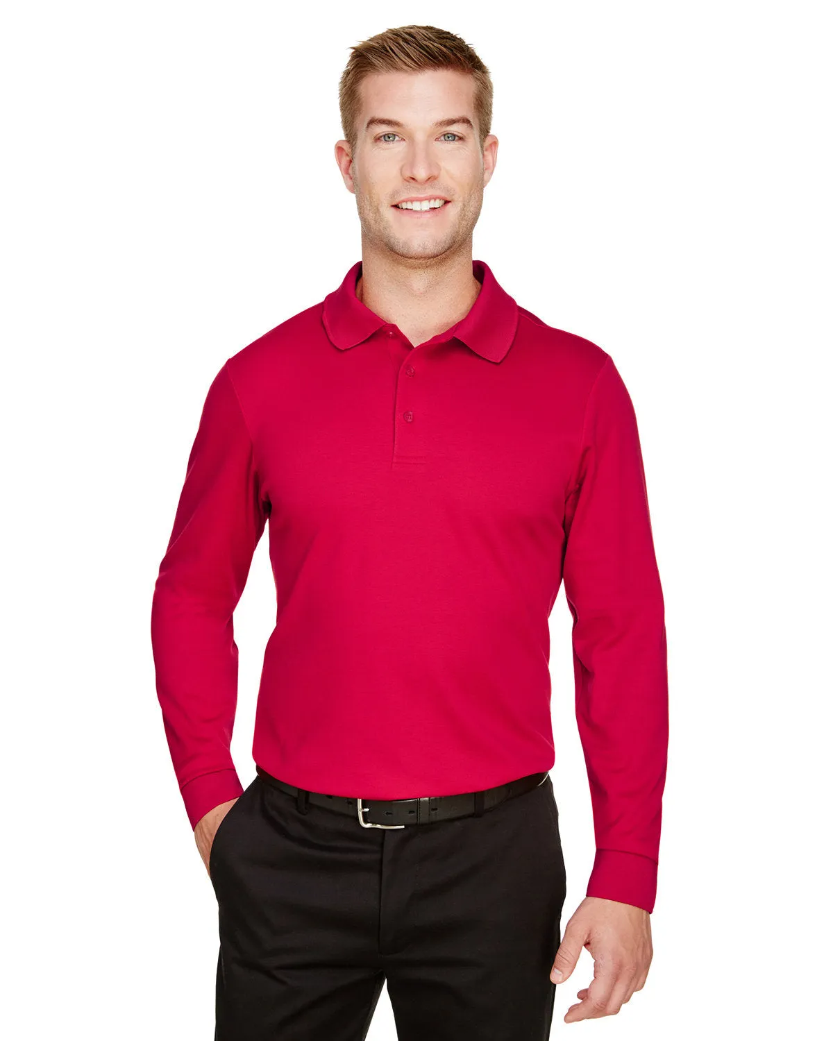 Devon & Jones DG20L Polo Homme à Manches Longues Tressé CrownLux Performance