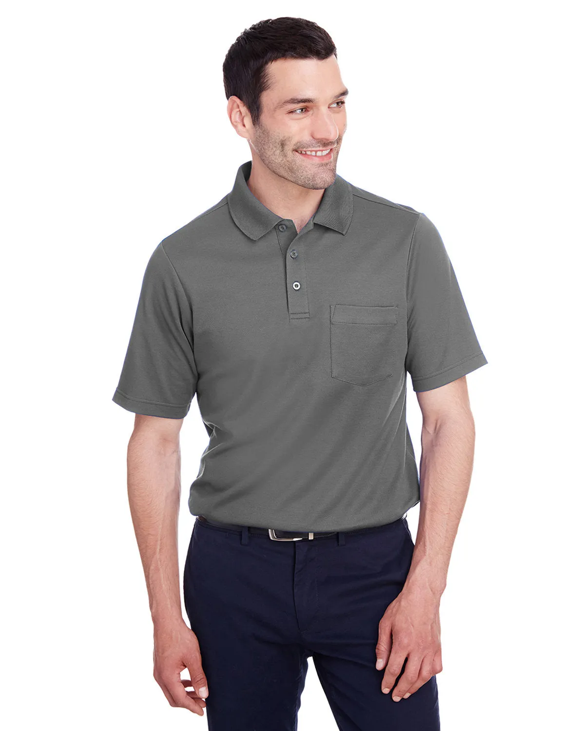 Devon & Jones DG20P Polo à rayures CrownLux Performance pour homme avec poche