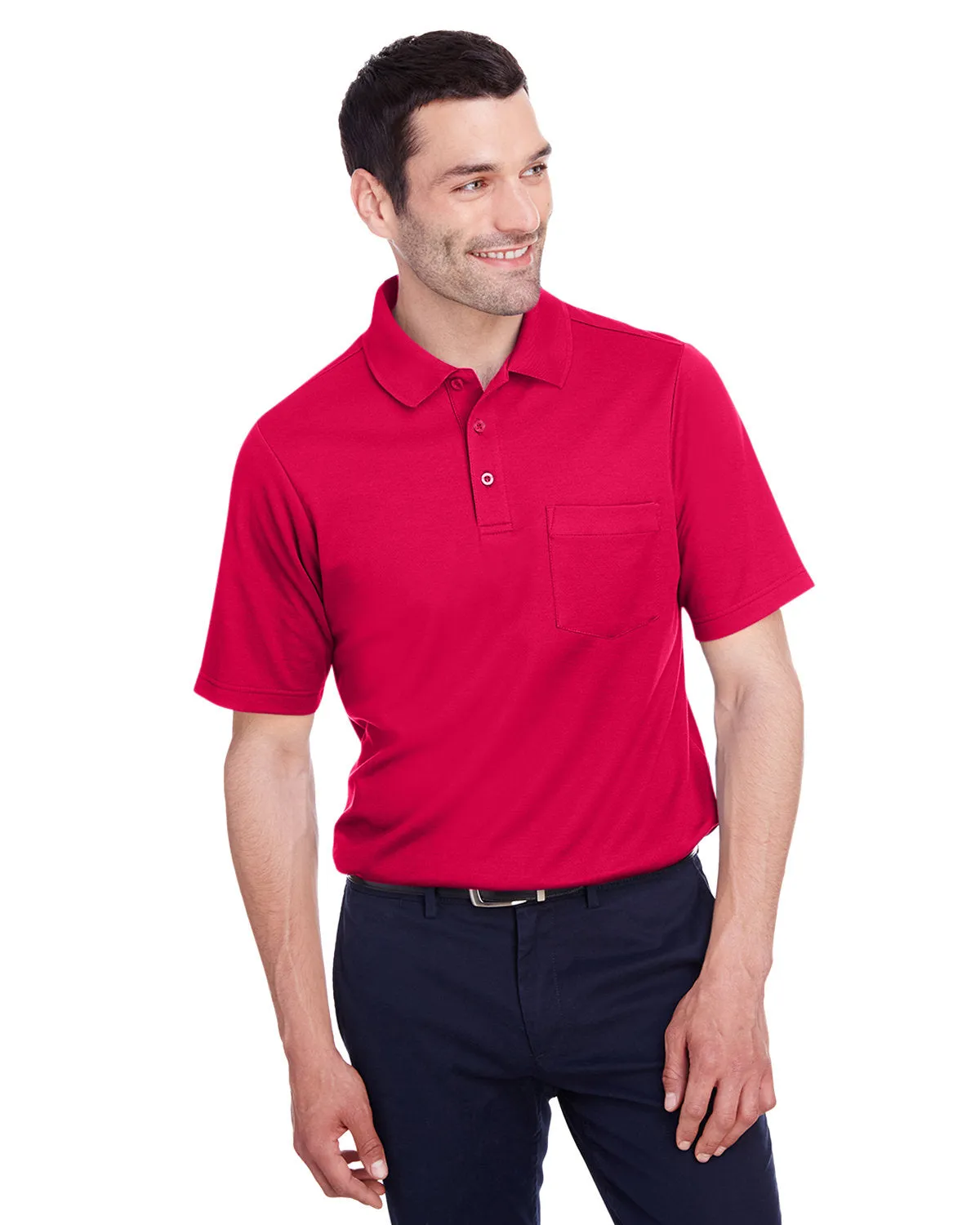 Devon & Jones DG20P Polo à rayures CrownLux Performance pour homme avec poche