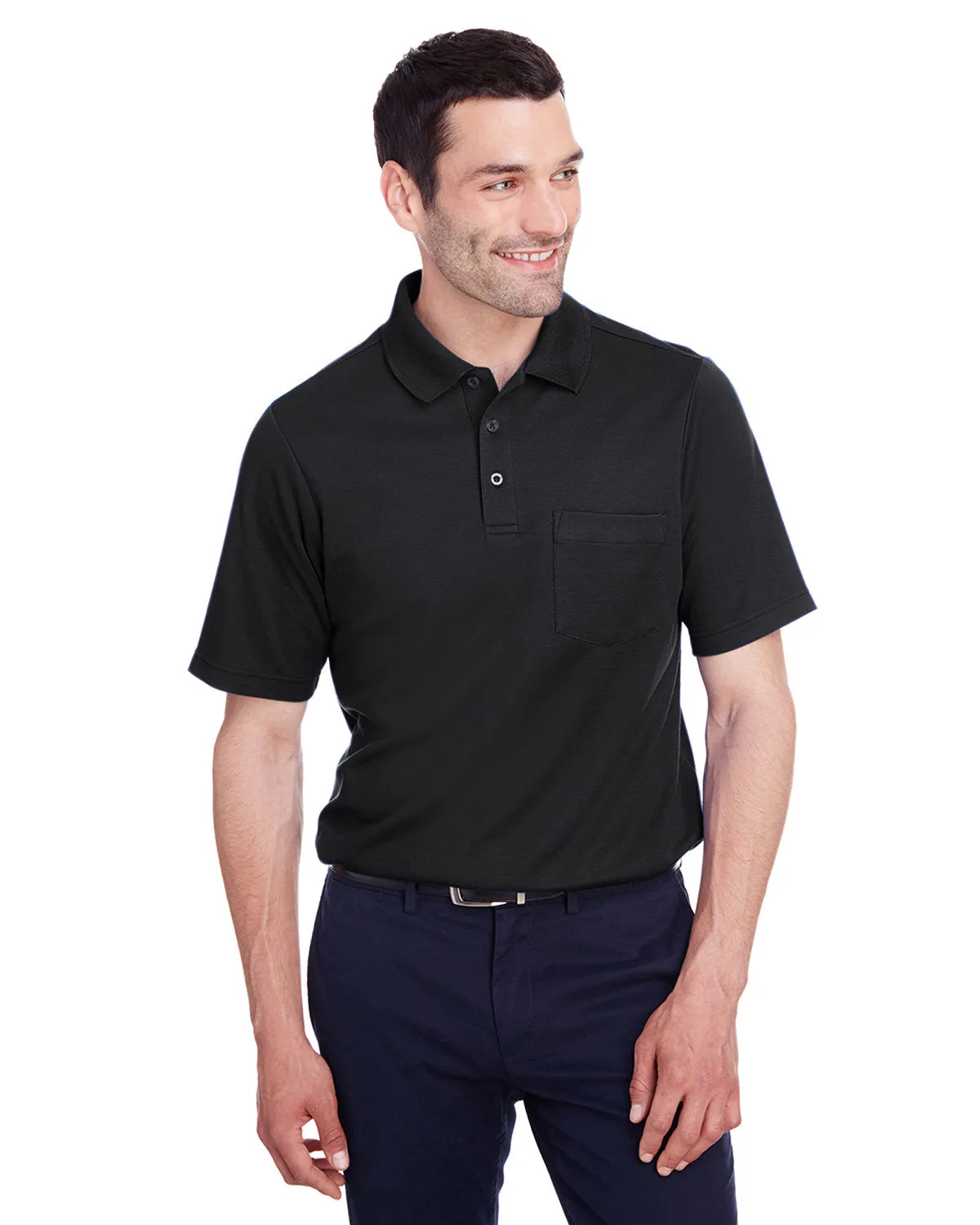 Devon & Jones DG20P Polo à rayures CrownLux Performance pour homme avec poche