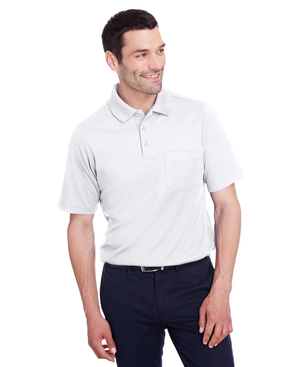 Devon & Jones DG20P Polo à rayures CrownLux Performance pour homme avec poche