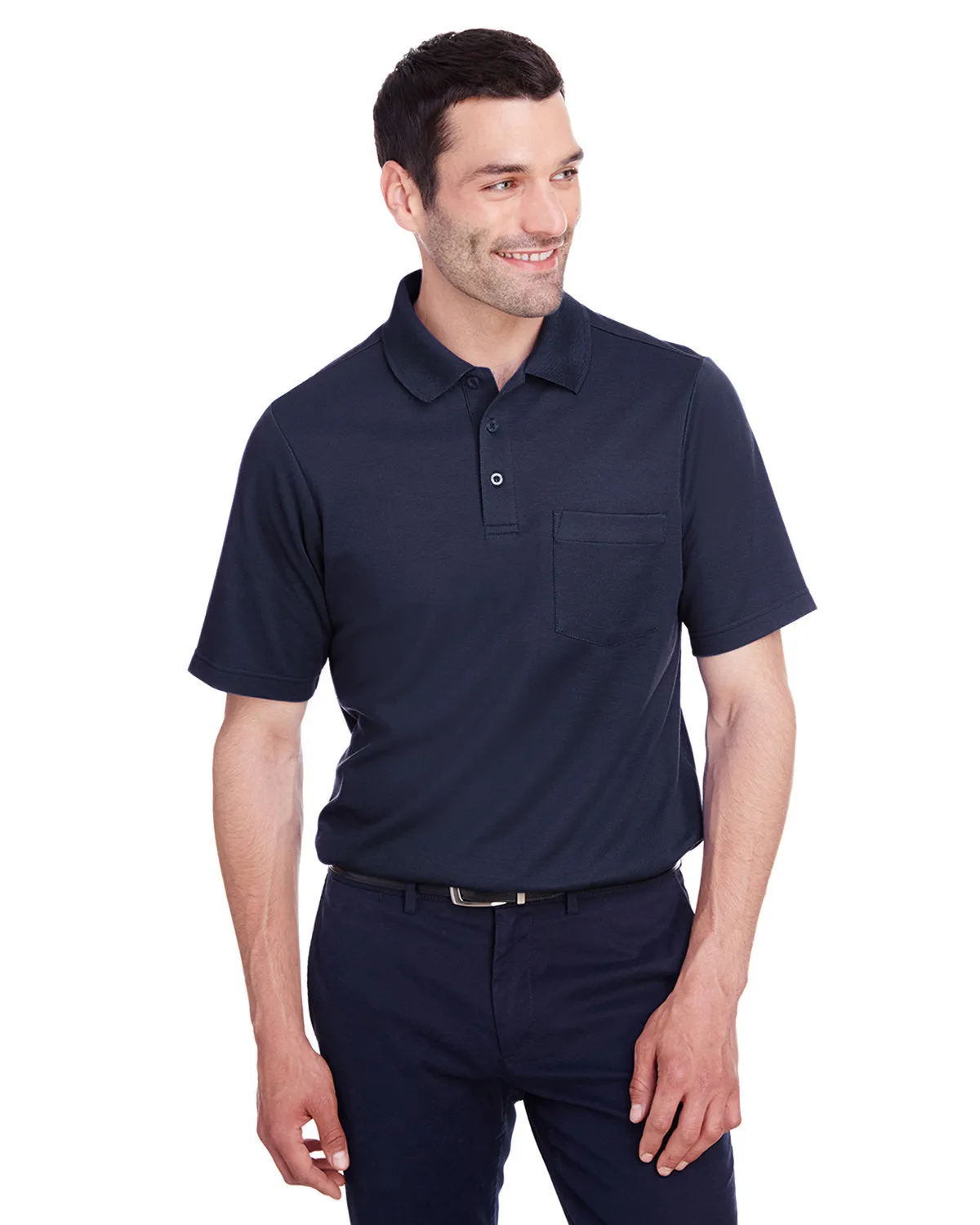 Devon & Jones DG20P Polo à rayures CrownLux Performance pour homme avec poche