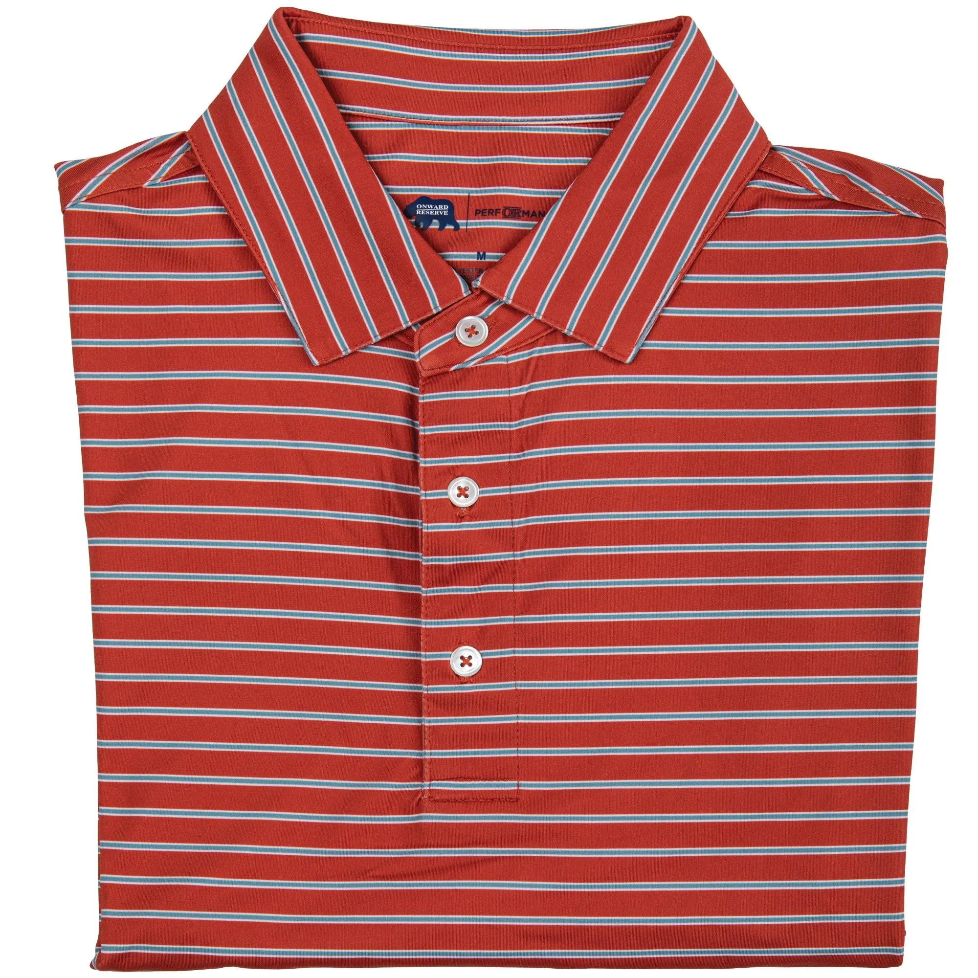 Polo de Performance Eagle Stripe - Salsa/Bleu Fumé