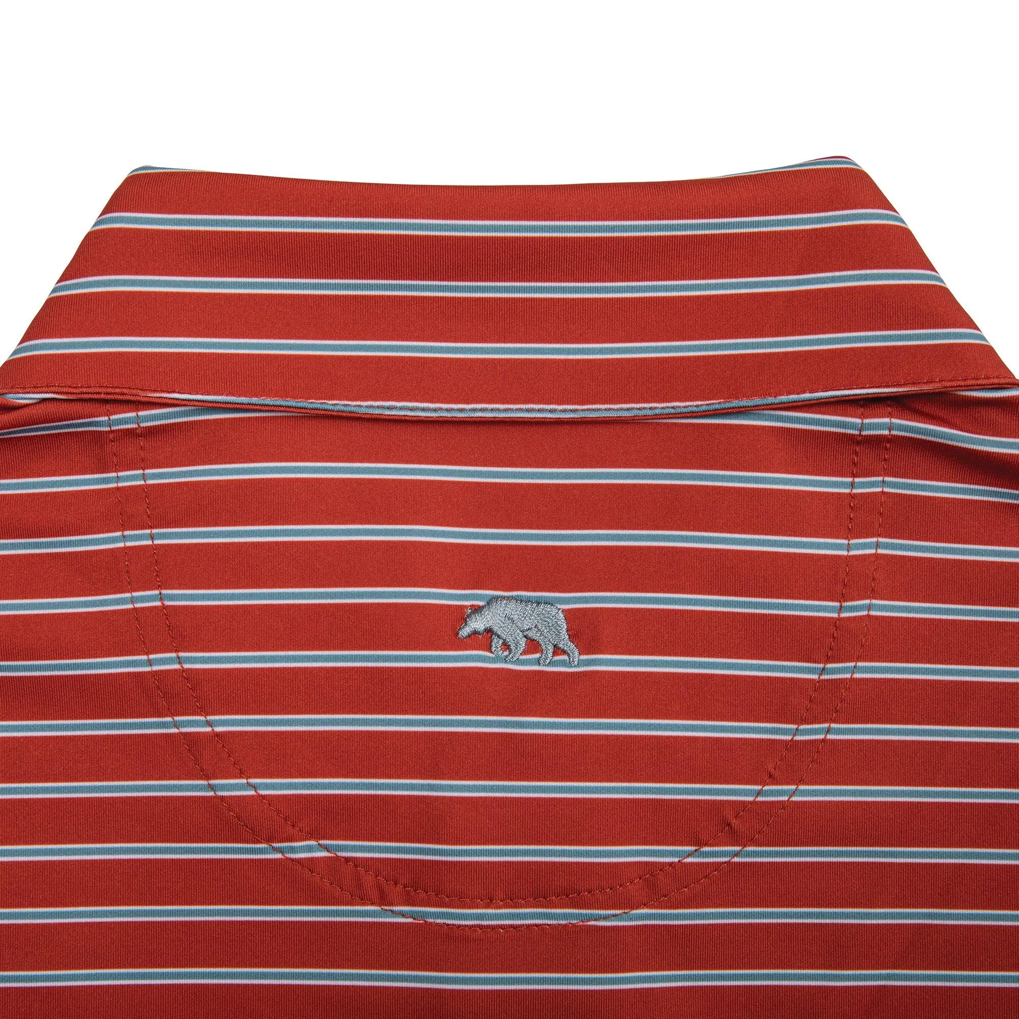 Polo de Performance Eagle Stripe - Salsa/Bleu Fumé