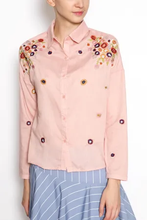 Chemise à manches longues brodée