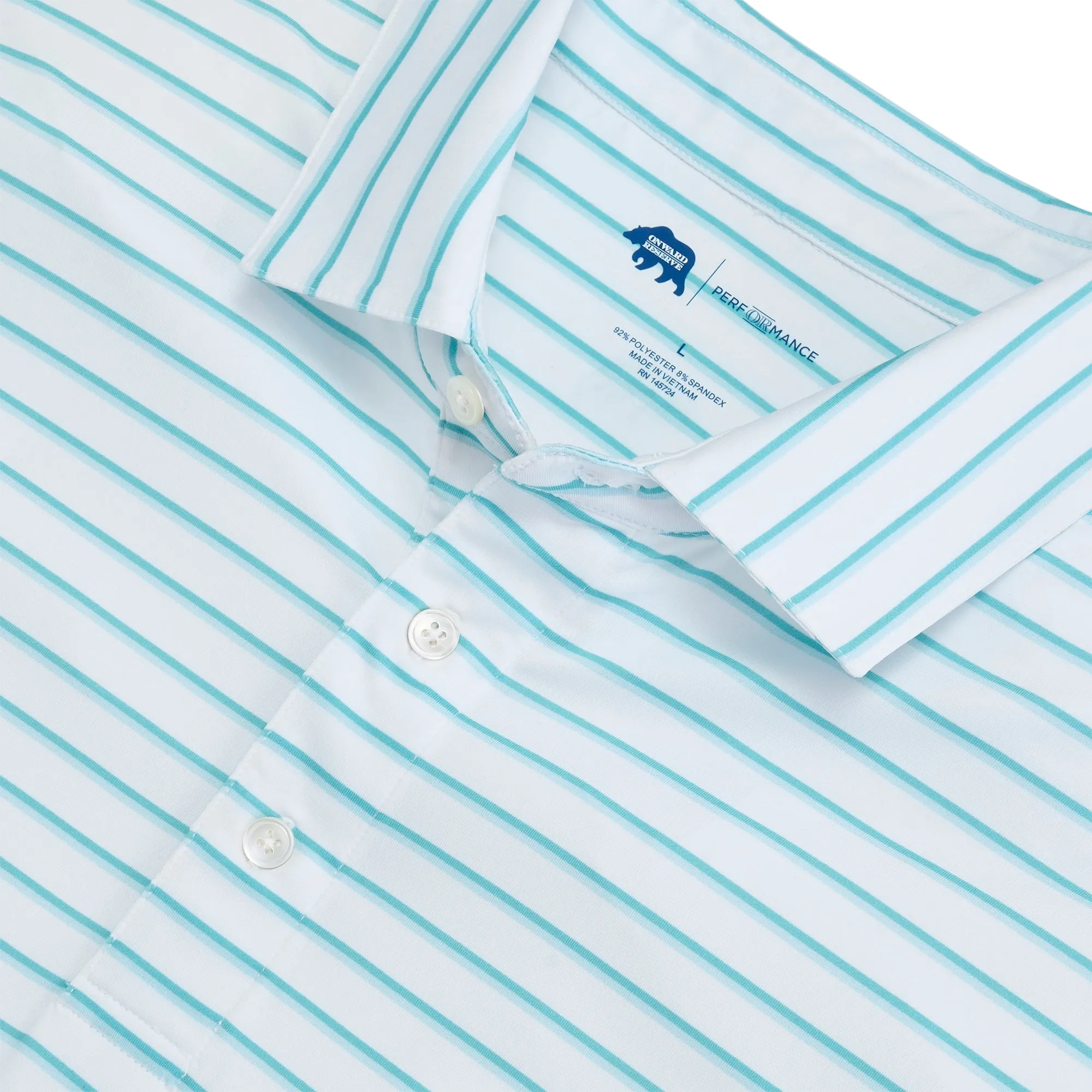 Polo Performance à Rayures Fairway - Bleu Cabana