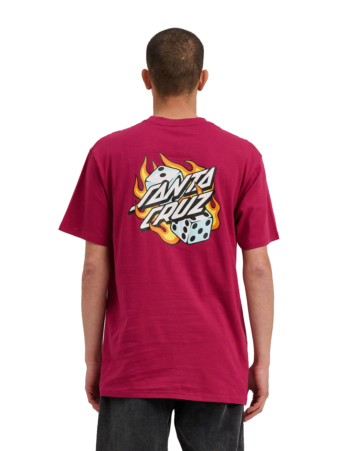 T-shirt à pois Flaming Dice en bordeaux