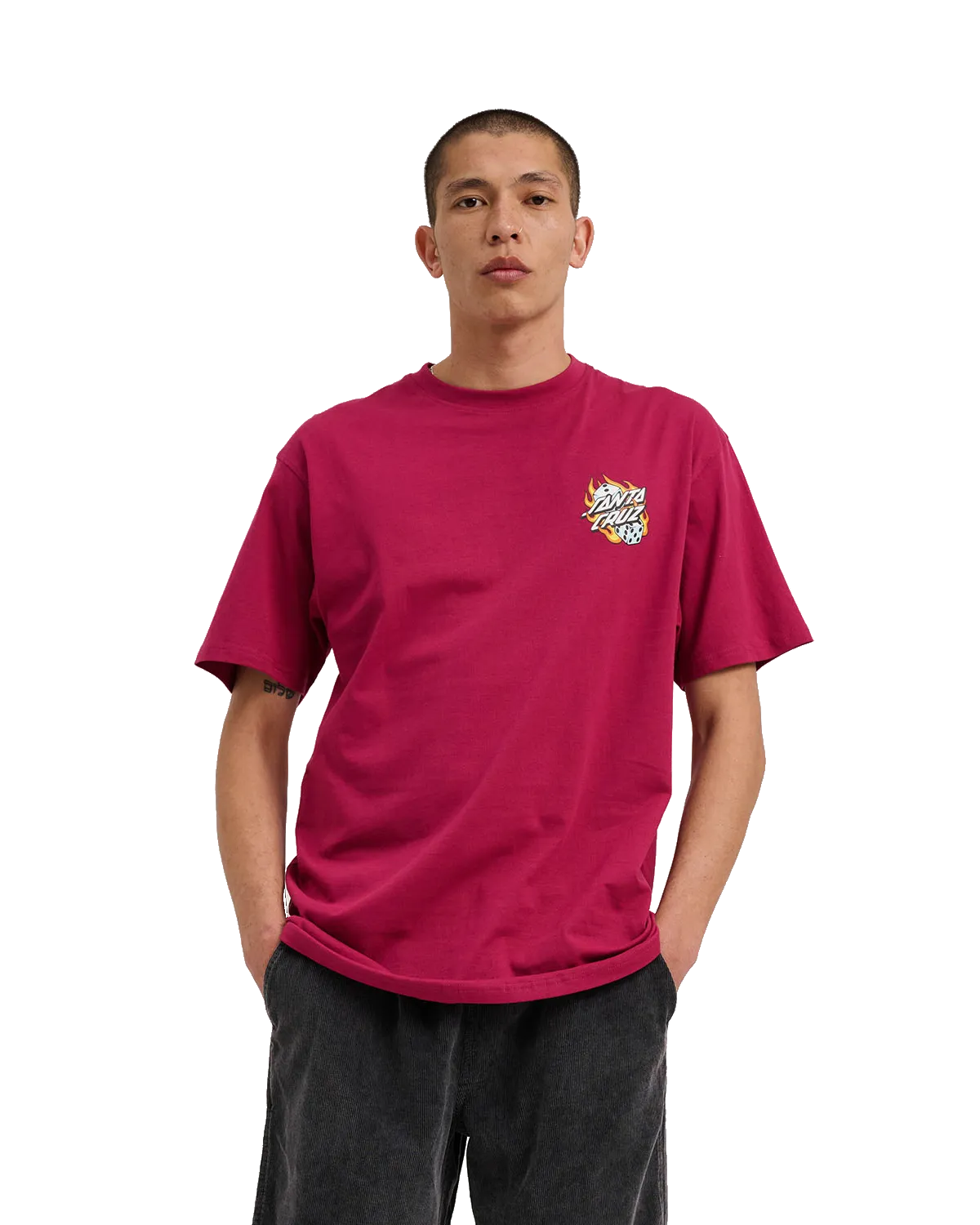 T-shirt à pois Flaming Dice en bordeaux
