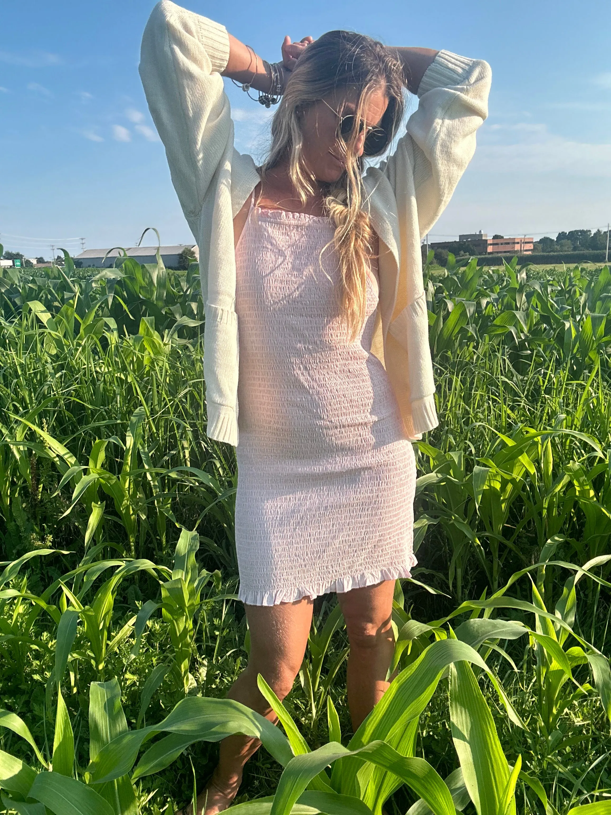 FREE PEOPLE Robe courte Ilya à effet fumé