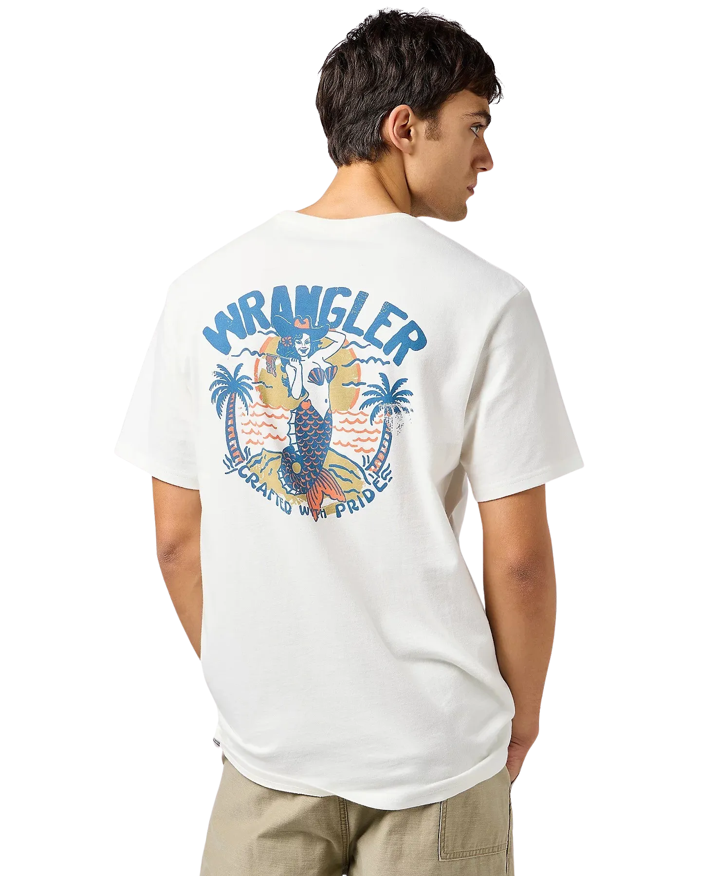 T-Shirt graphique en blanc usé