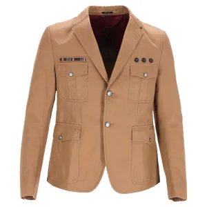 Blazer militaire Gucci à un bouton avec poches en coton marron