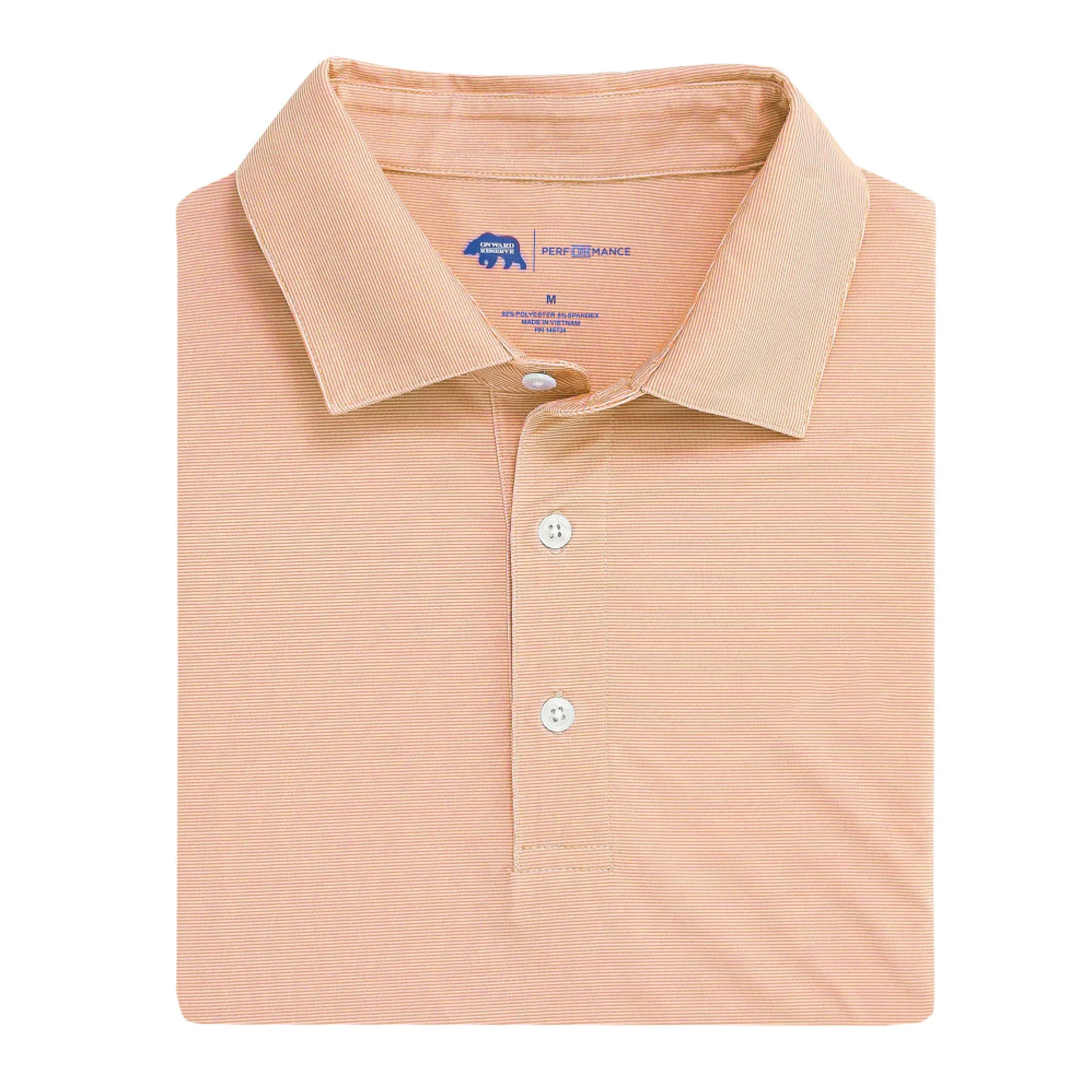 Polo Performance à Rayure Fine - Orange