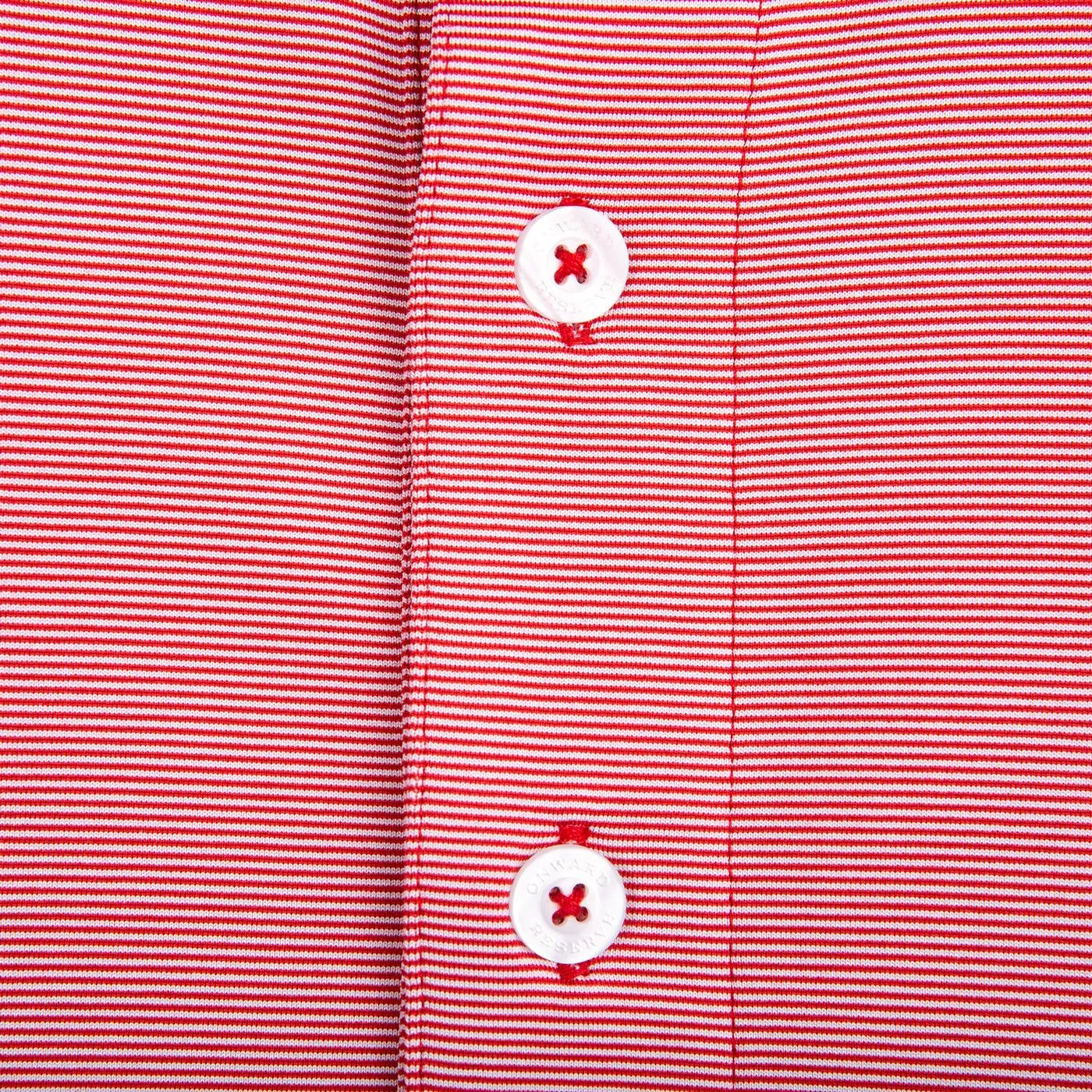 Polo Performance à Rayure Fine - Rouge