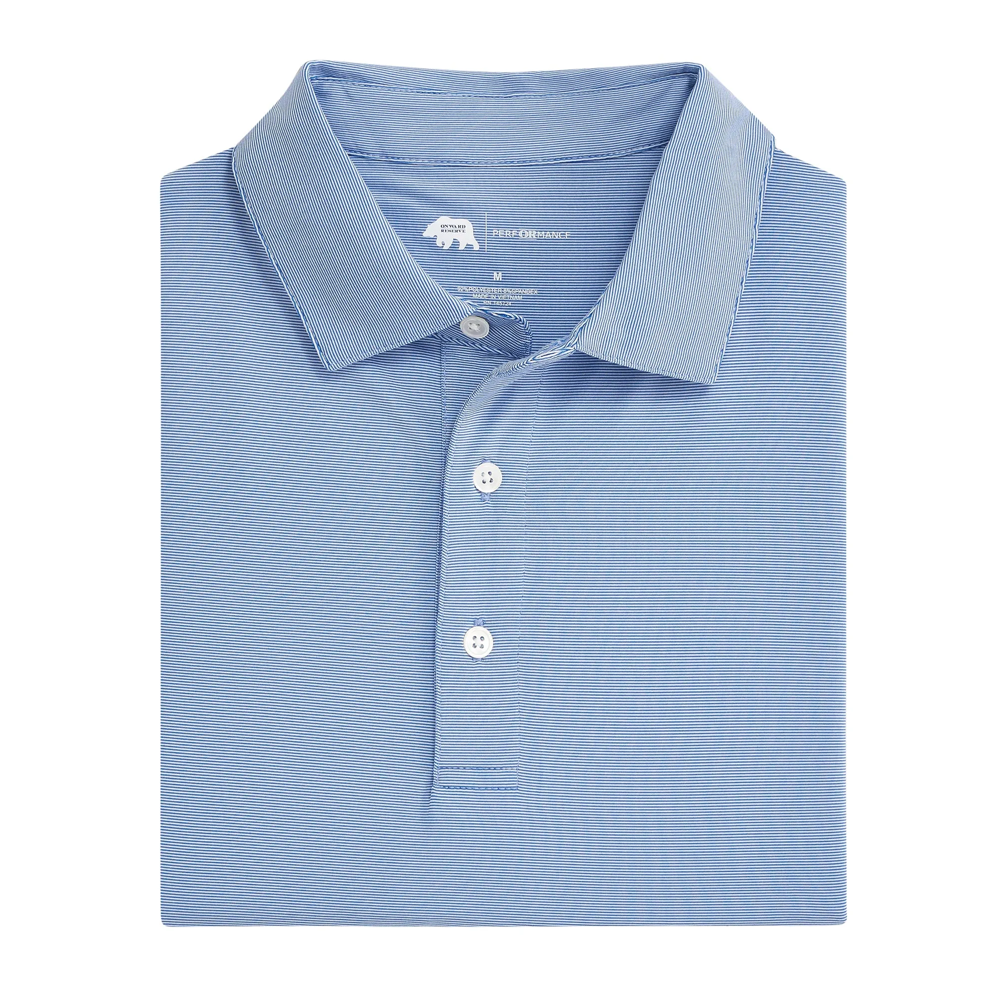 Polo Performance à Rayure Fine - Bleu Sport