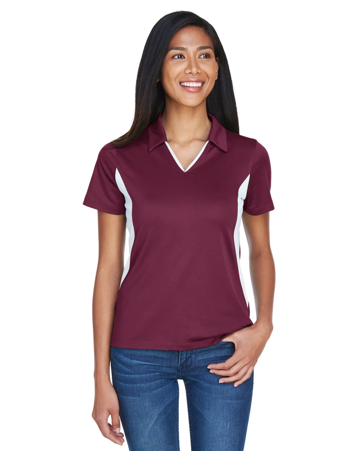 Polo à micro-piqué pour femmes Harriton M355W avec panneau latéral