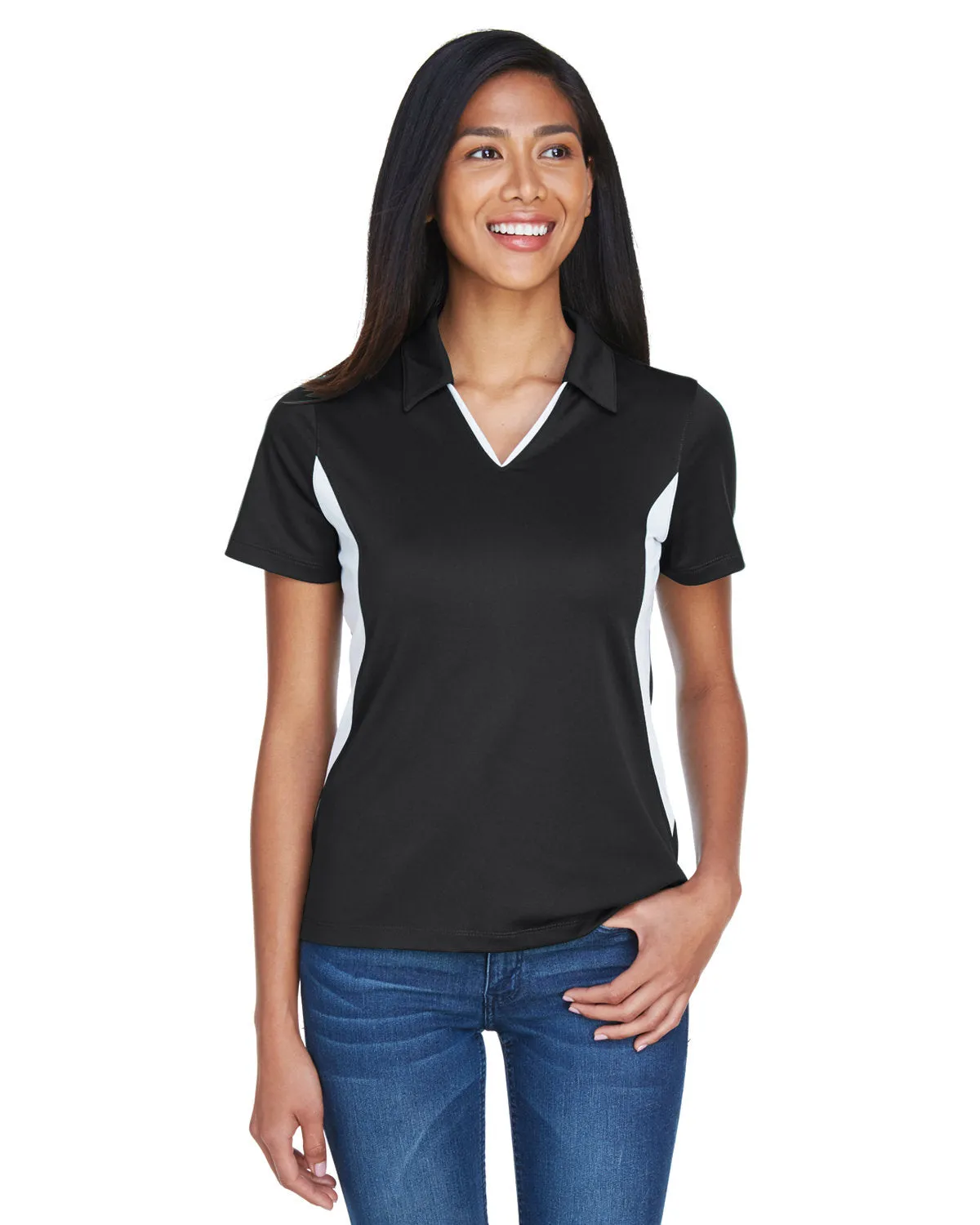 Polo à micro-piqué pour femmes Harriton M355W avec panneau latéral