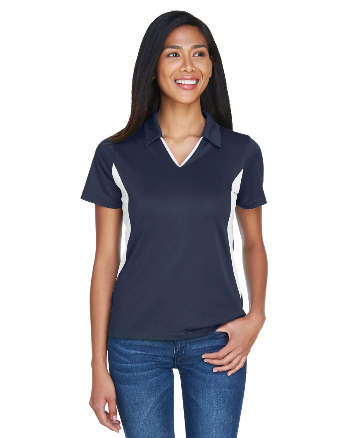 Polo à micro-piqué pour femmes Harriton M355W avec panneau latéral