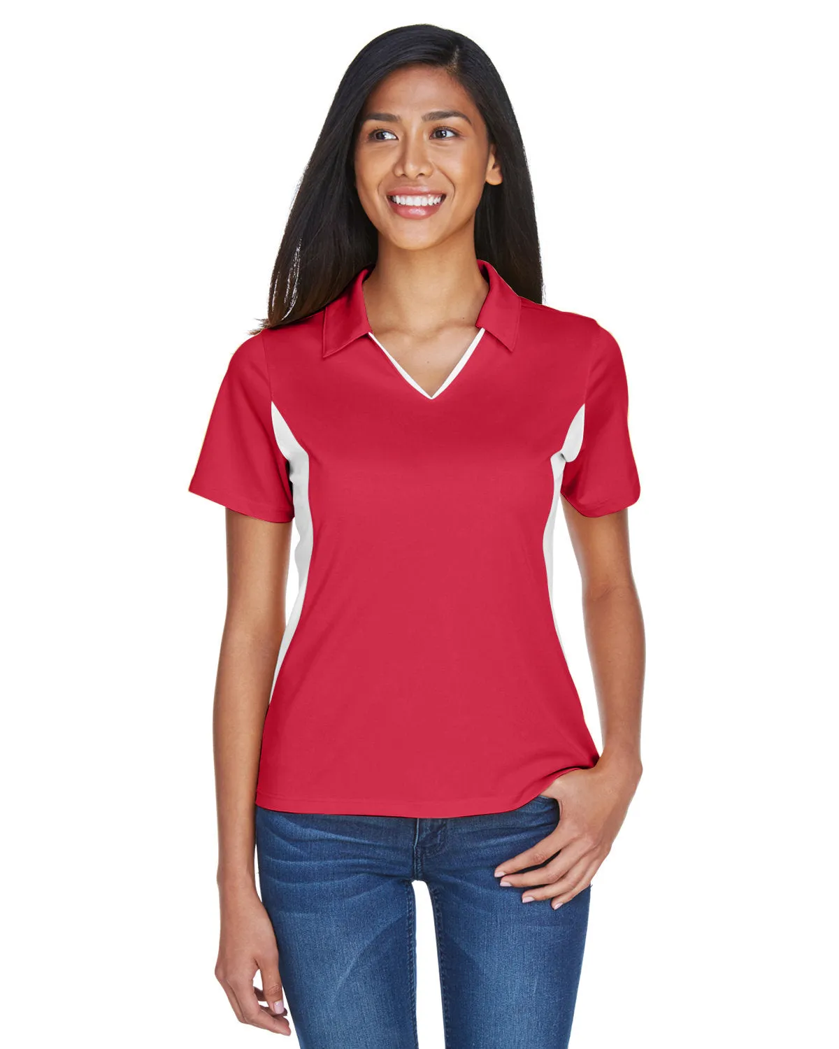 Polo à micro-piqué pour femmes Harriton M355W avec panneau latéral