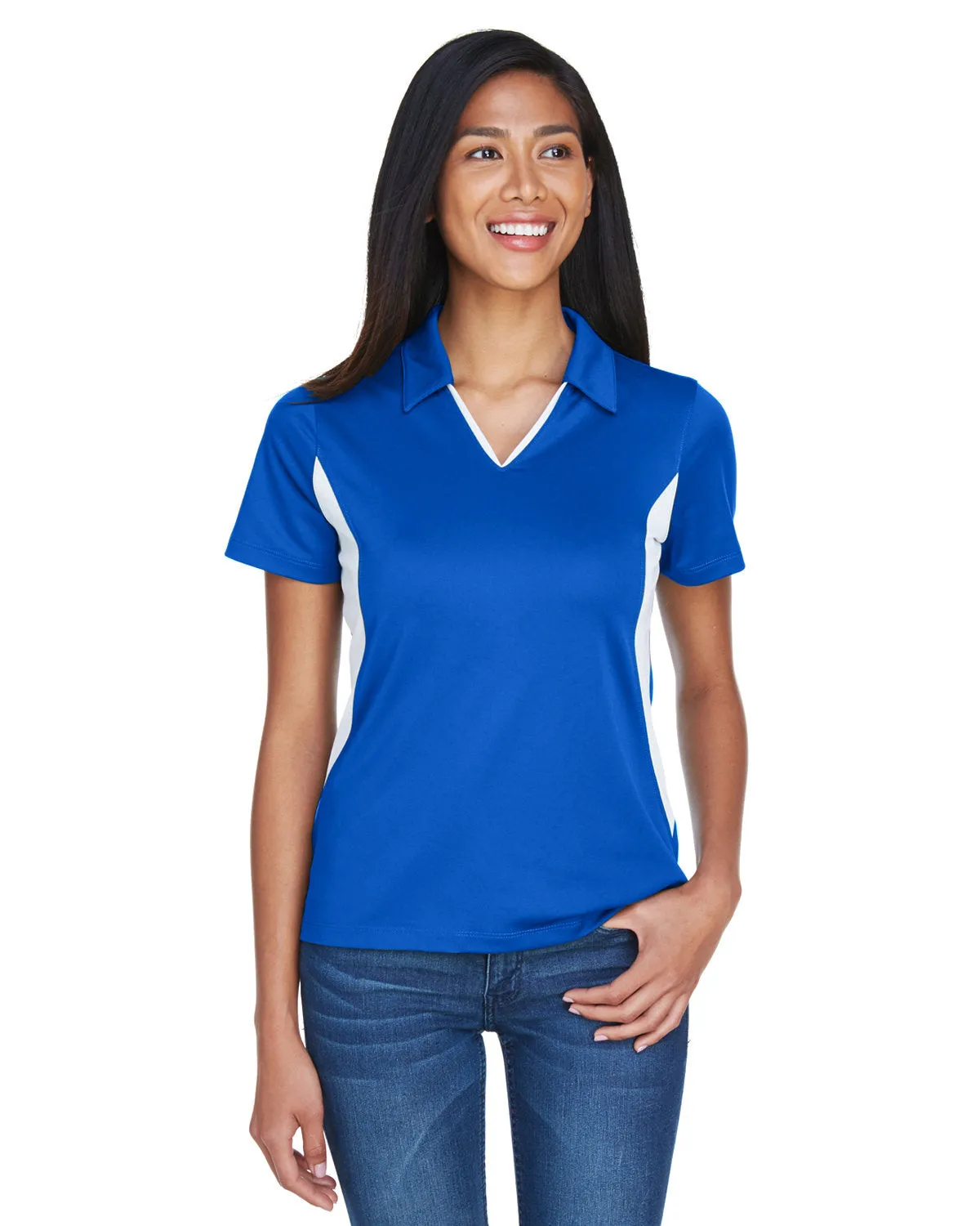 Polo à micro-piqué pour femmes Harriton M355W avec panneau latéral