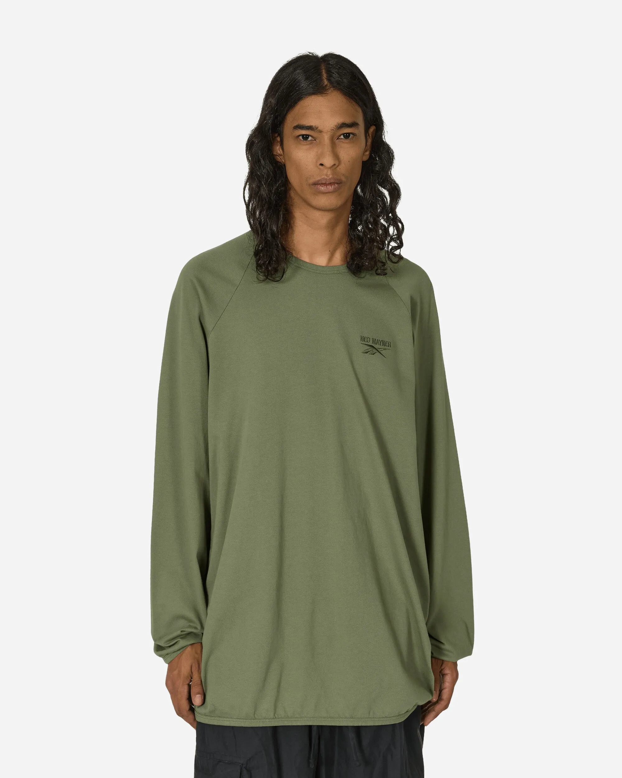 T-shirt manches longues raglan oversize Hed Mayner vert armée