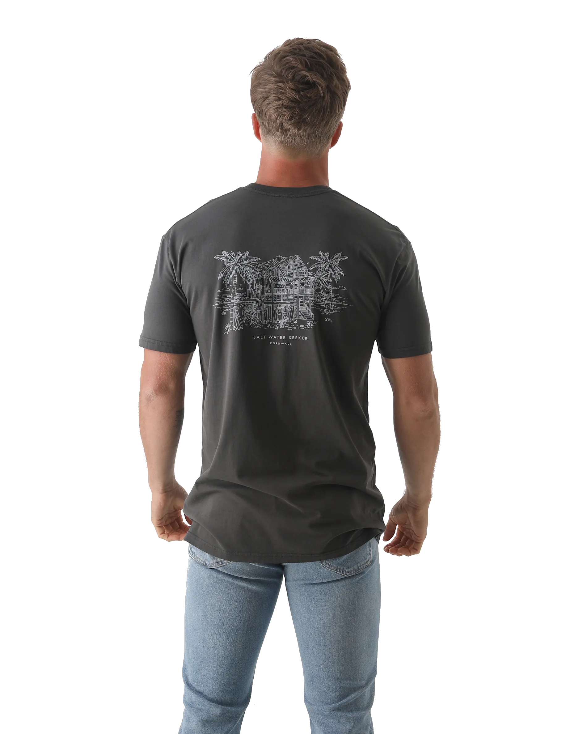 T-shirt Hideout en noir délavé