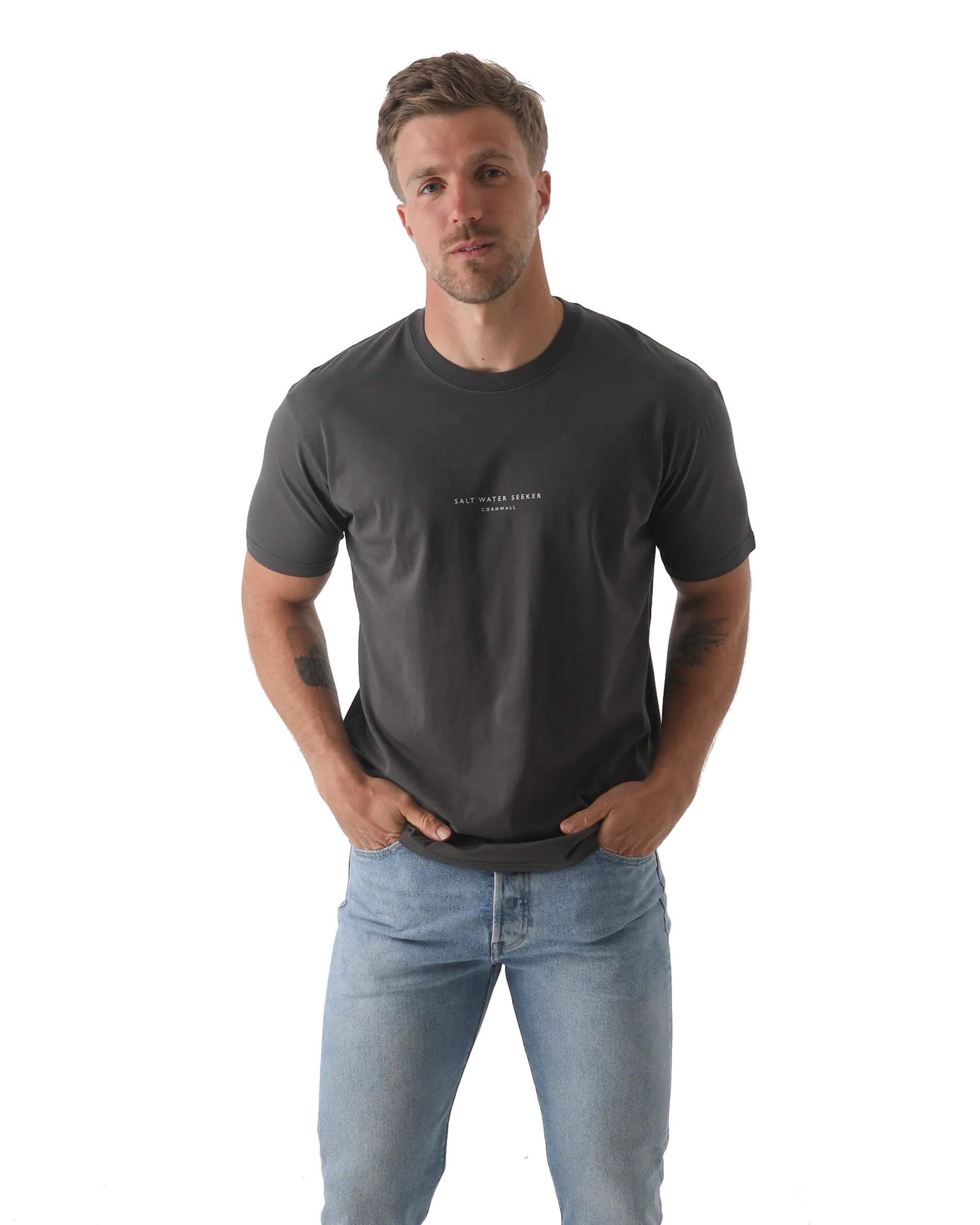 T-shirt Hideout en noir délavé