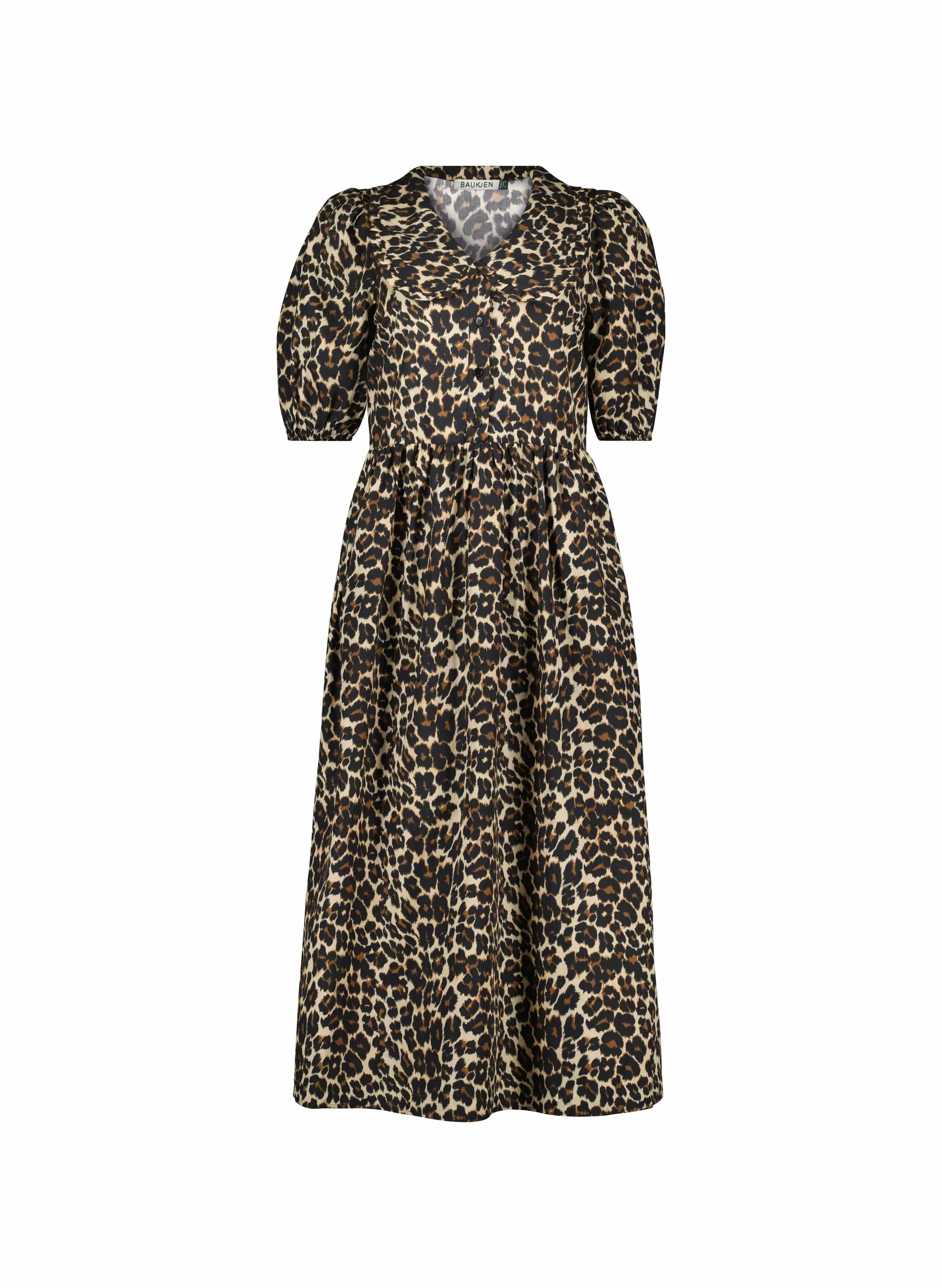 Robe midi en coton bio Imogen imprimée | Léopard marron