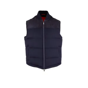 Veste en laine contrastée avec doublure en daim matelassé bleu marine Isaia pour homme