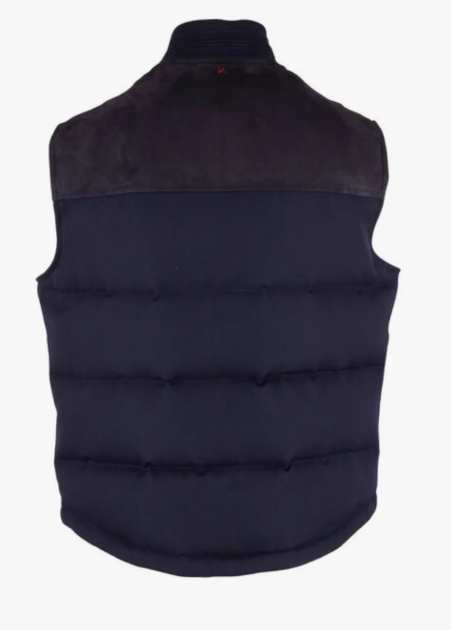 Veste en laine contrastée avec doublure en daim matelassé bleu marine Isaia pour homme