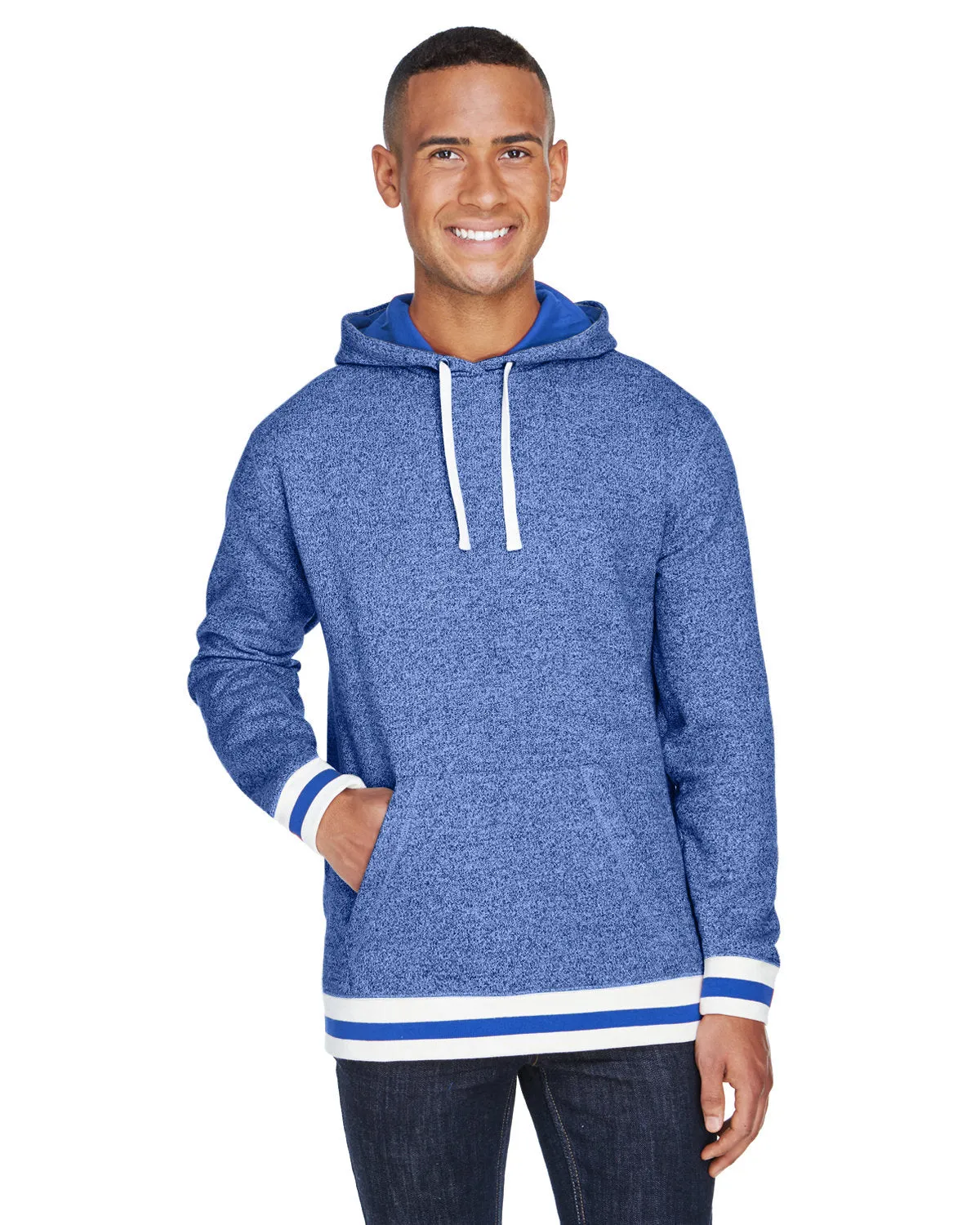 J America JA8701 Sweat à capuche adulte en polaire poivrée avec rabat