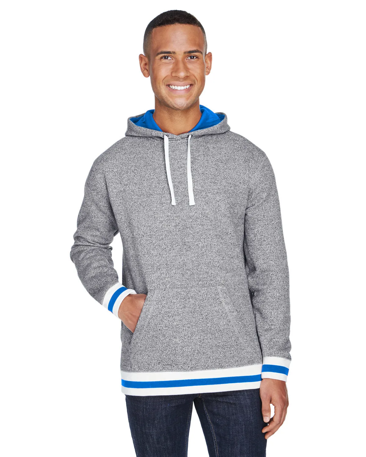 J America JA8701 Sweat à capuche adulte en polaire poivrée avec rabat