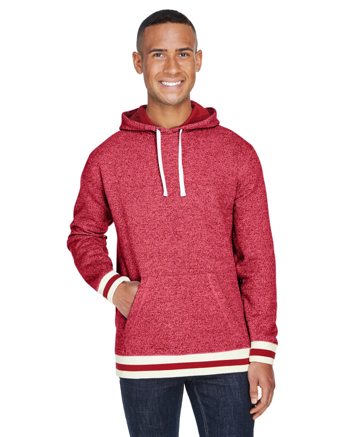 J America JA8701 Sweat à capuche adulte en polaire poivrée avec rabat