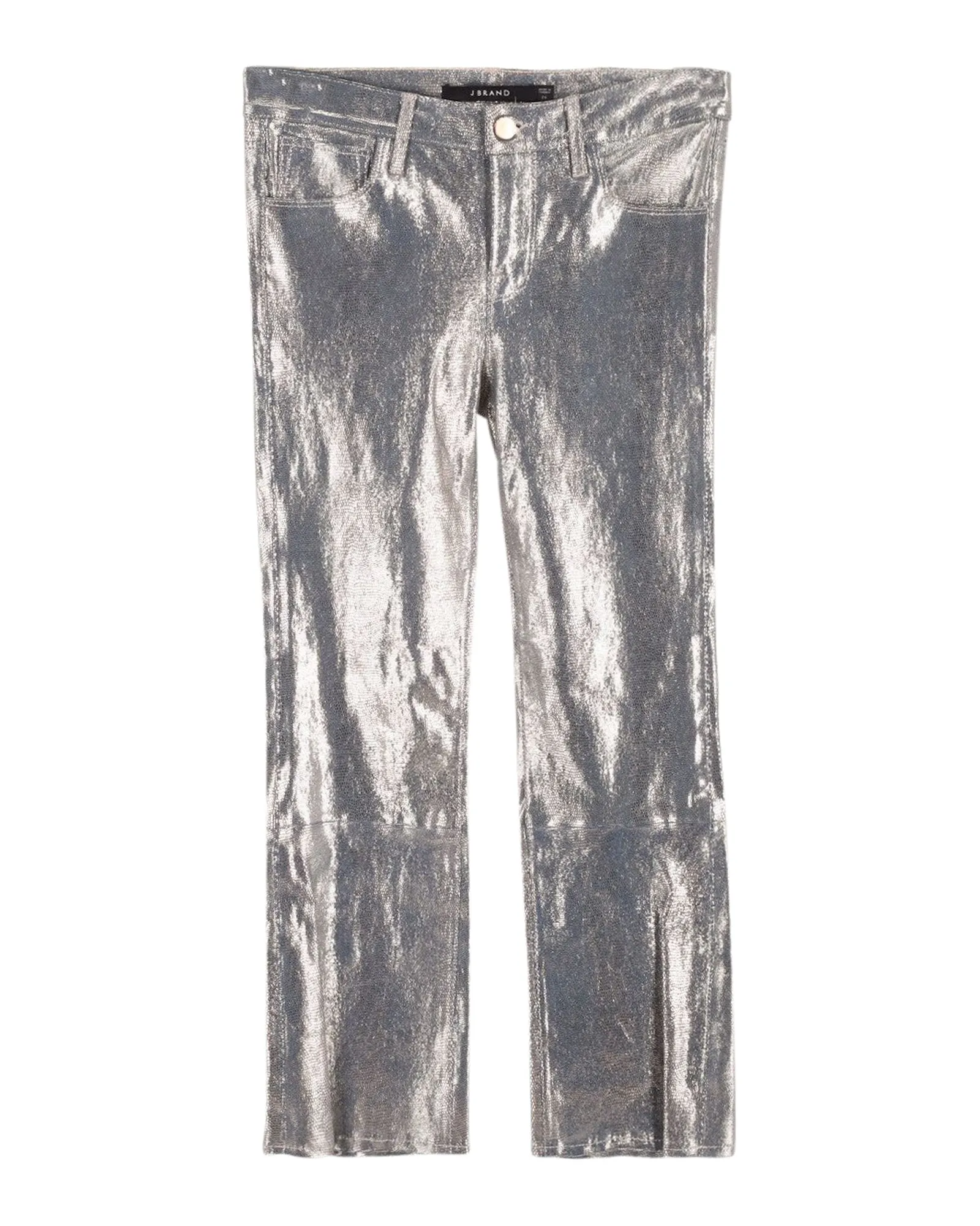 J Brand Pantalon bootcourt Selena en cuir d'agneau doré à effet serpent