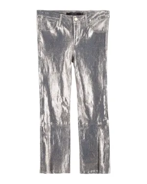 J Brand Pantalon bootcourt Selena en cuir d'agneau doré à effet serpent