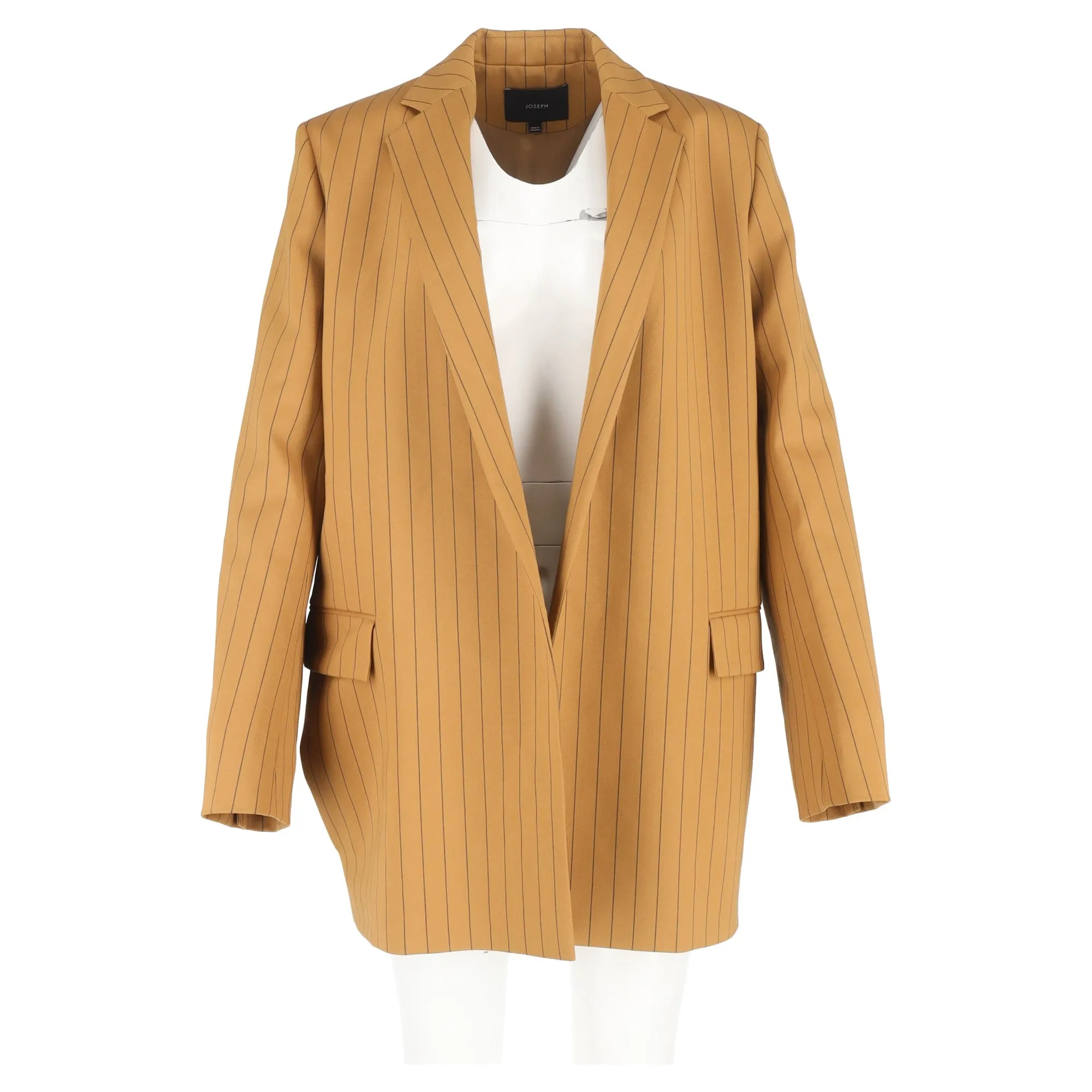 Joseph Jules Veste ouverte rayée en laine marron