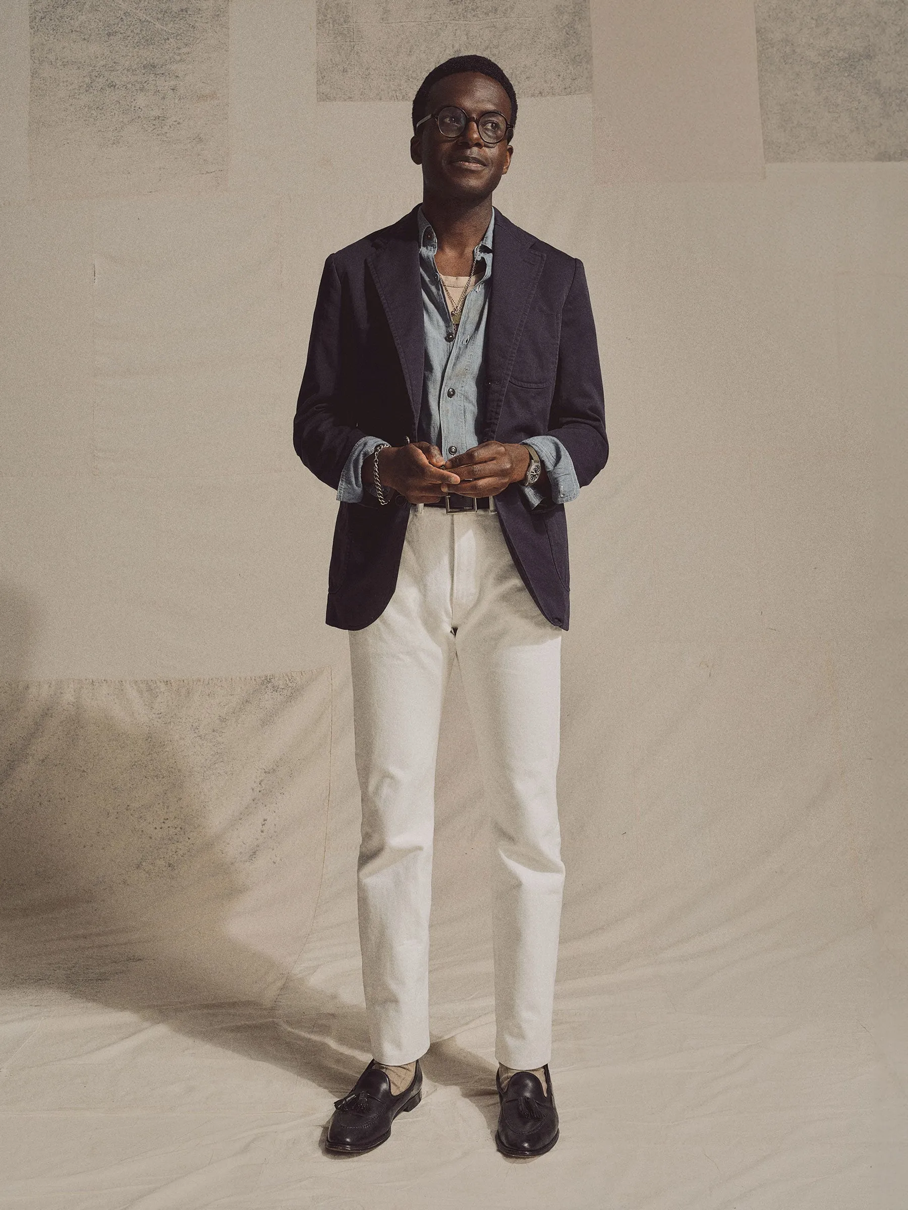 J.PRESS x BUCK MASON JEAN 5 POCHE EN DENIM JAPONAIS - BLANC