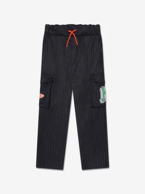 Pantalon cargo rayé KENZO pour garçon en bleu marine