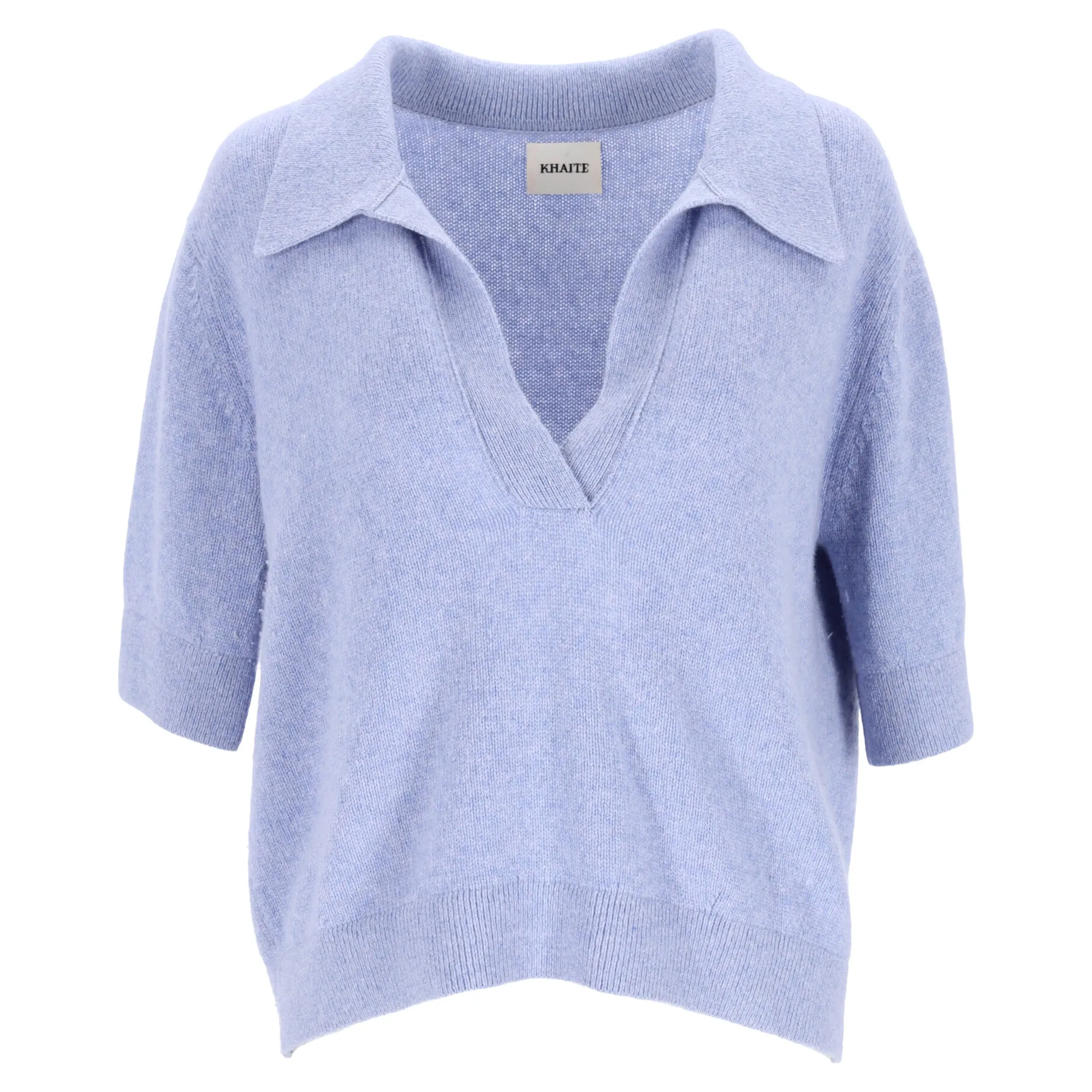 Pull Jo Polo rétréci Khaite en cachemire bleu clair