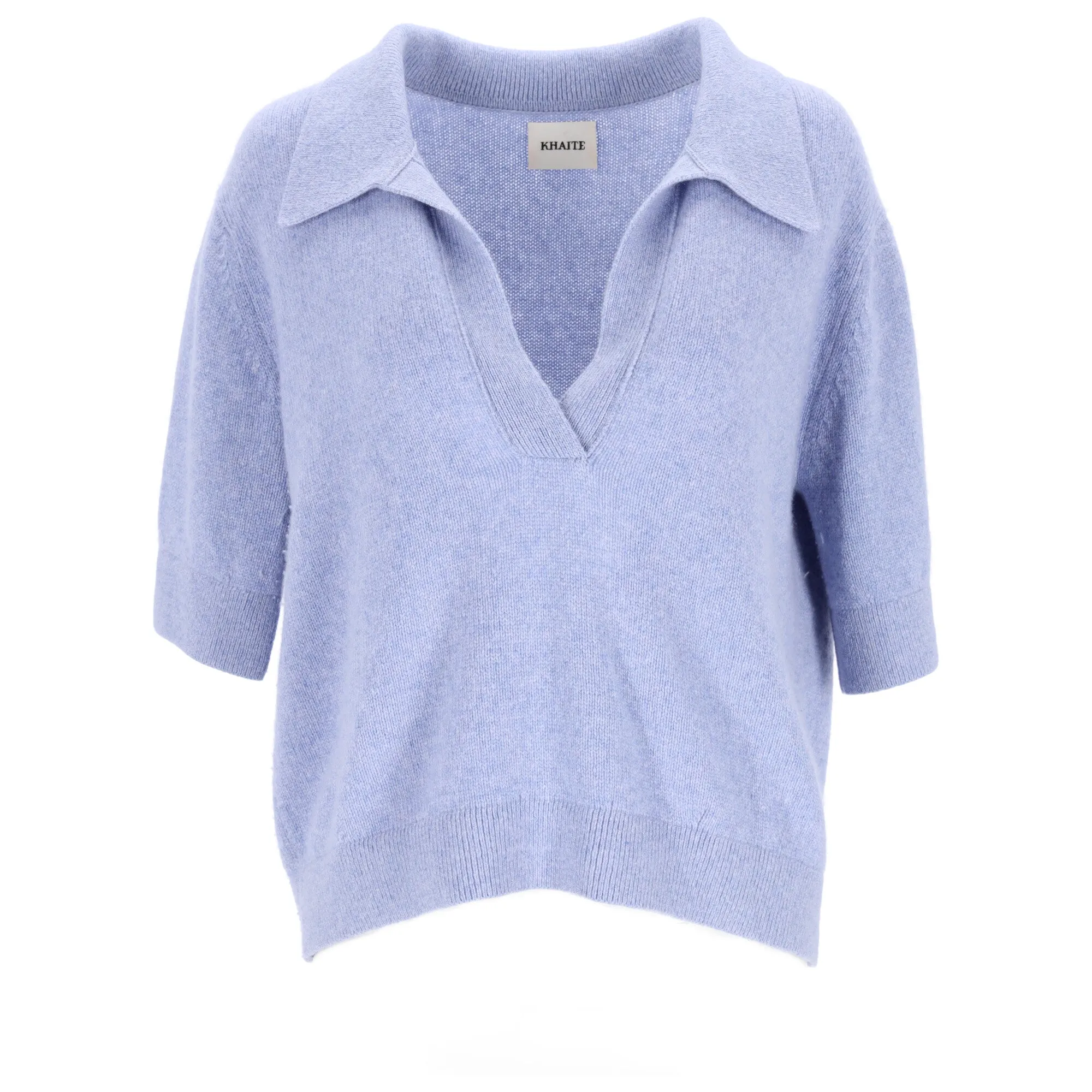 Pull Jo Polo rétréci Khaite en cachemire bleu clair