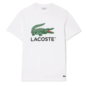 T-shirt en coton jersey Lacoste à motif signature blanc
