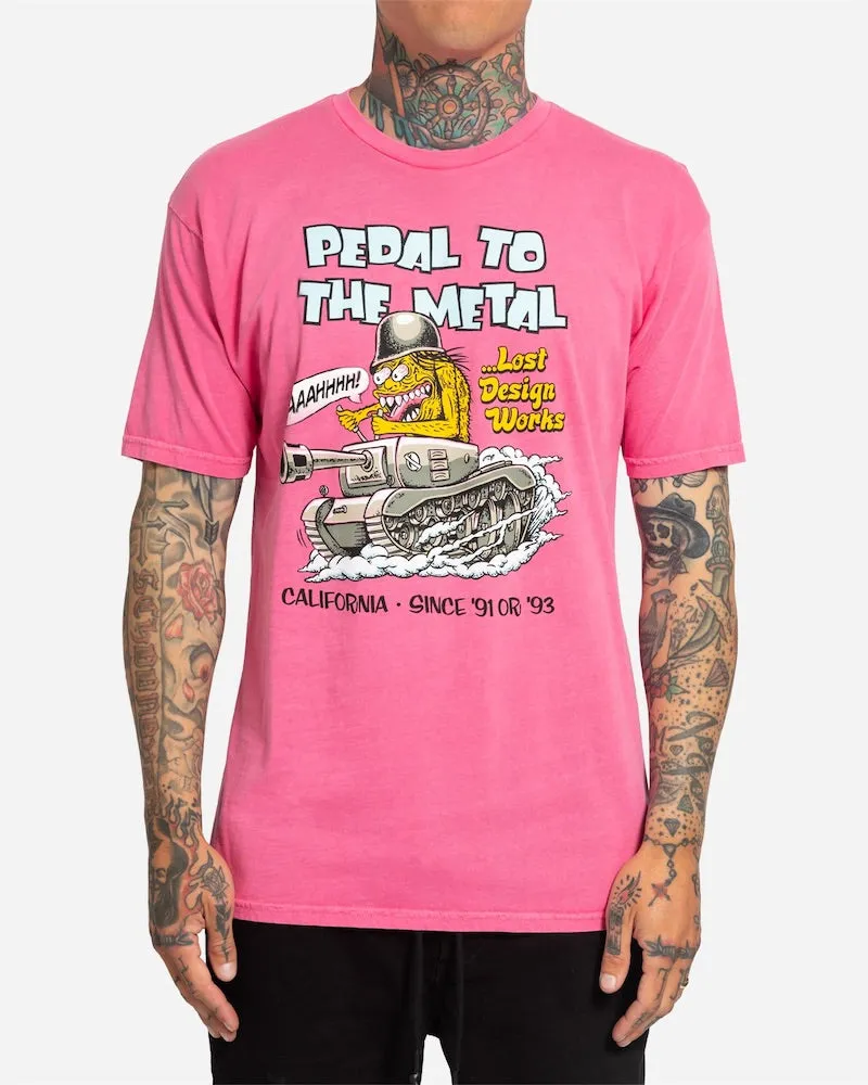 T-shirt vintage perdu pour hommes Pedal to the Metal - Rose psychédélique