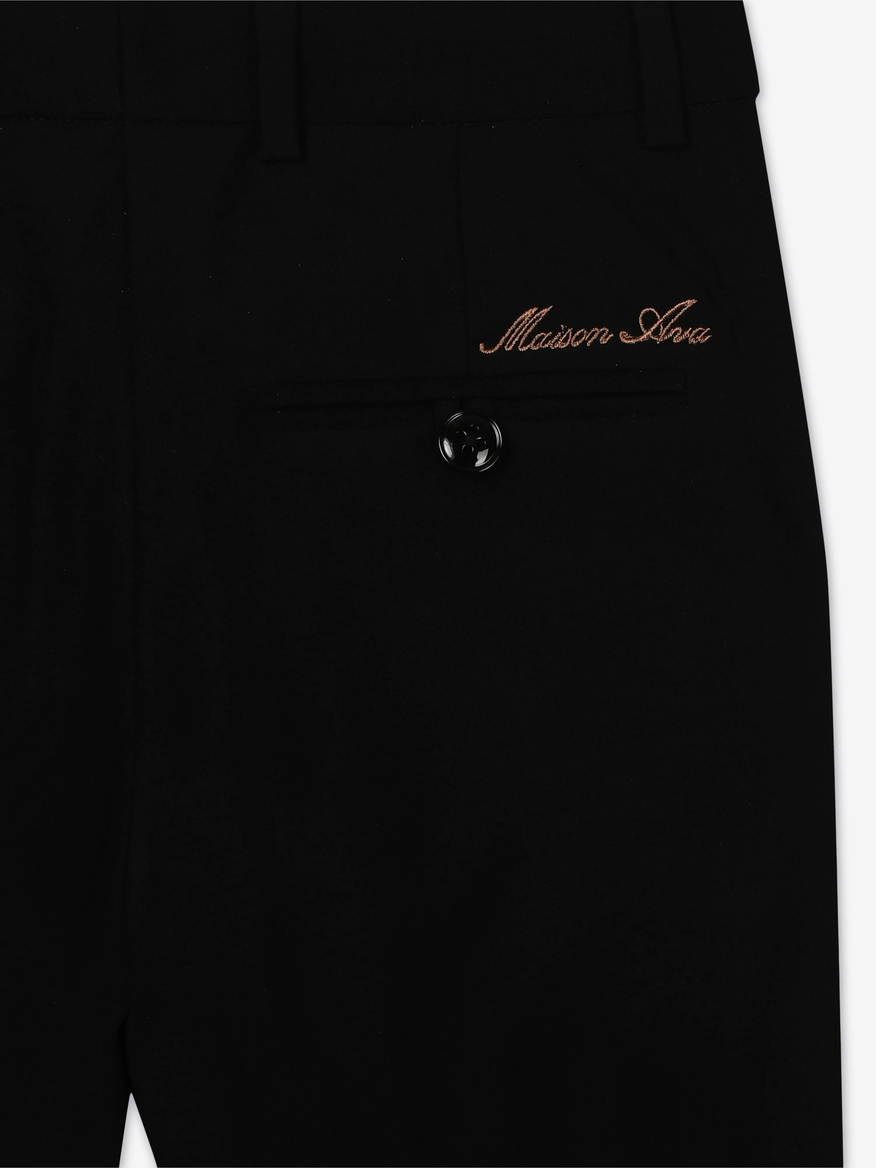 Pantalon Tristan en Laine Mélangée pour Garçons Maison Ava - Noir
