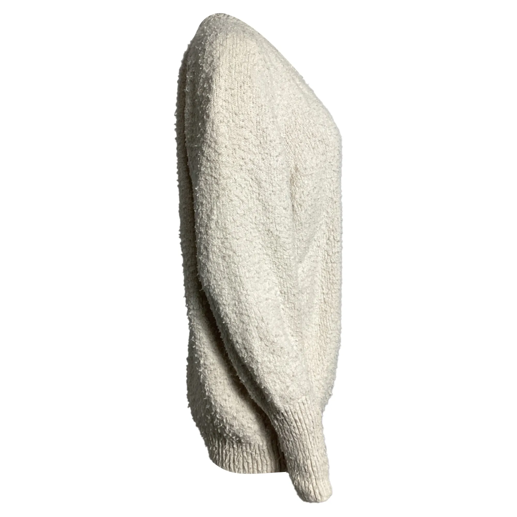 Cardigan tricoté effet bouloche en coton crème Maison Margiela