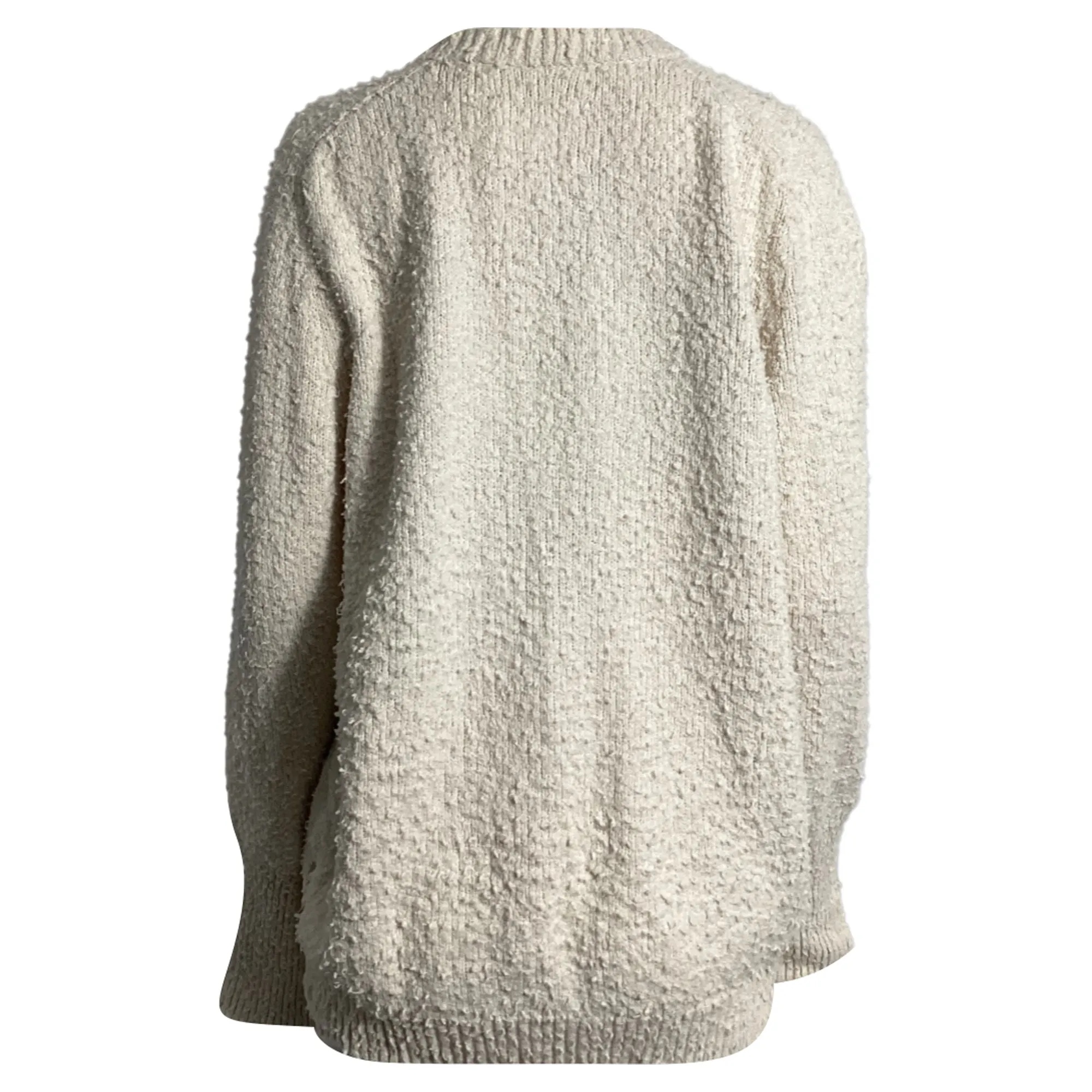 Cardigan tricoté effet bouloche en coton crème Maison Margiela