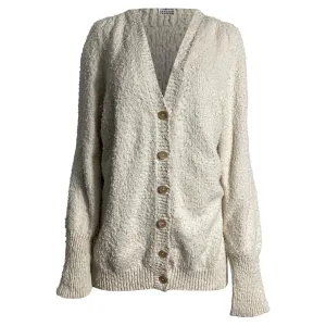 Cardigan tricoté effet bouloche en coton crème Maison Margiela
