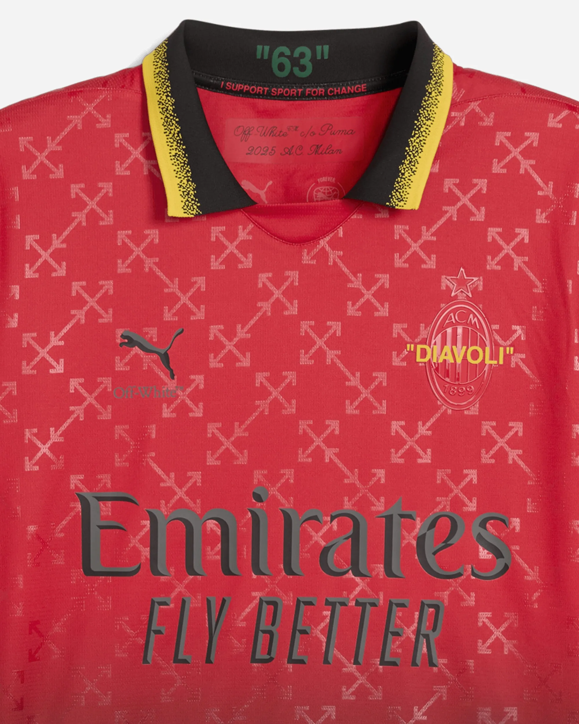Maillot de réplique AC Milan x Off-White pour homme Rouge / Noir