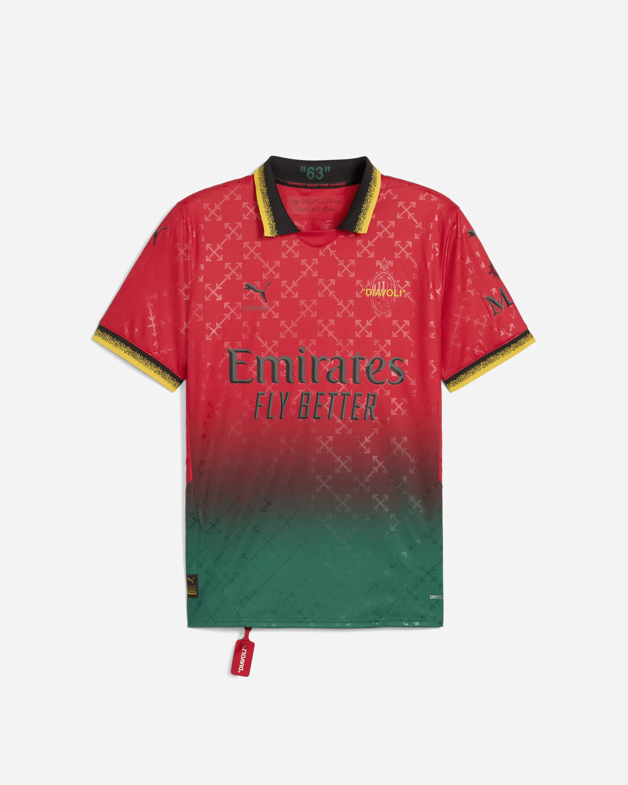 Maillot de réplique AC Milan x Off-White pour homme Rouge / Noir