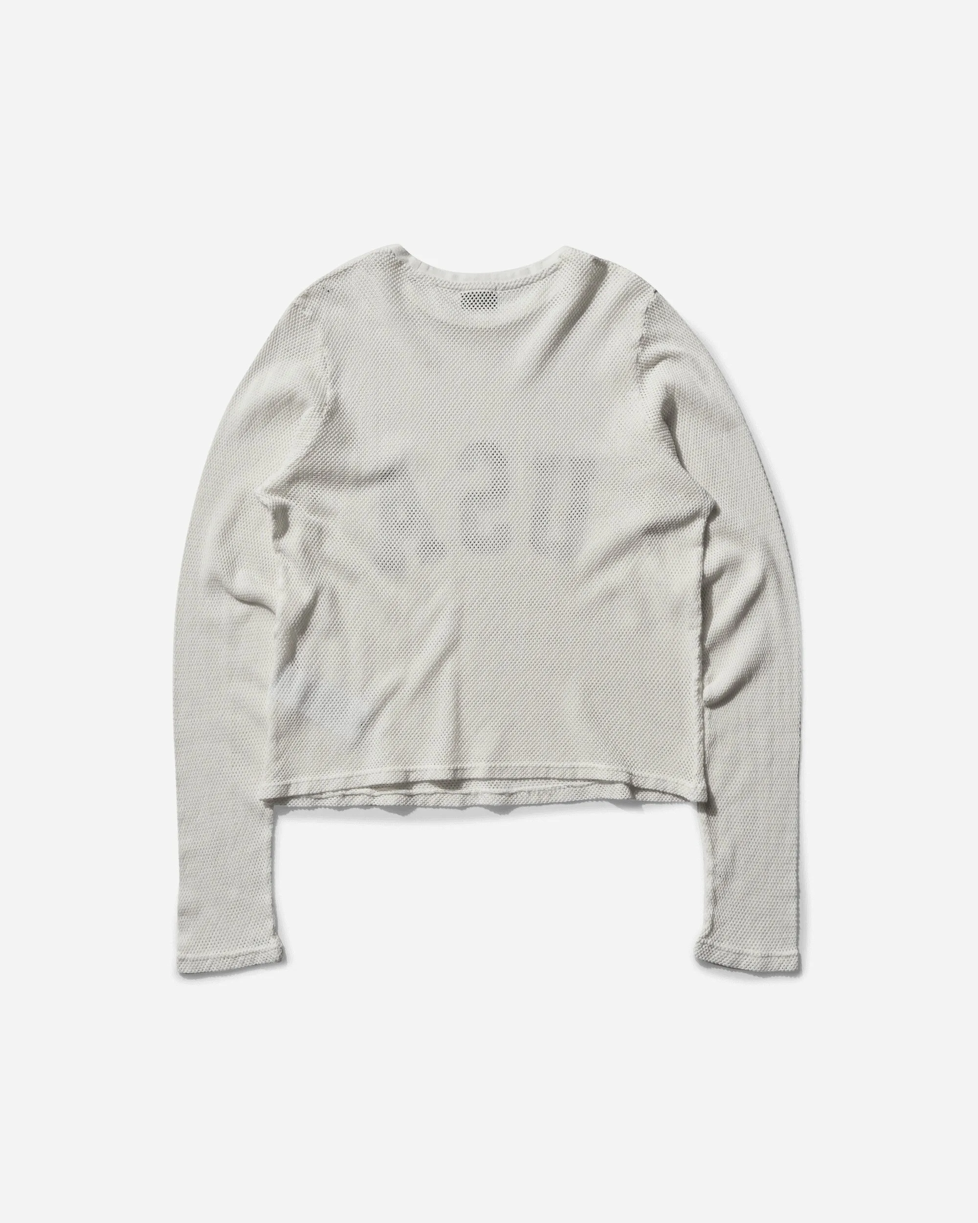 T-shirt à manches longues avec logo pour hommes en maille blanc nacré