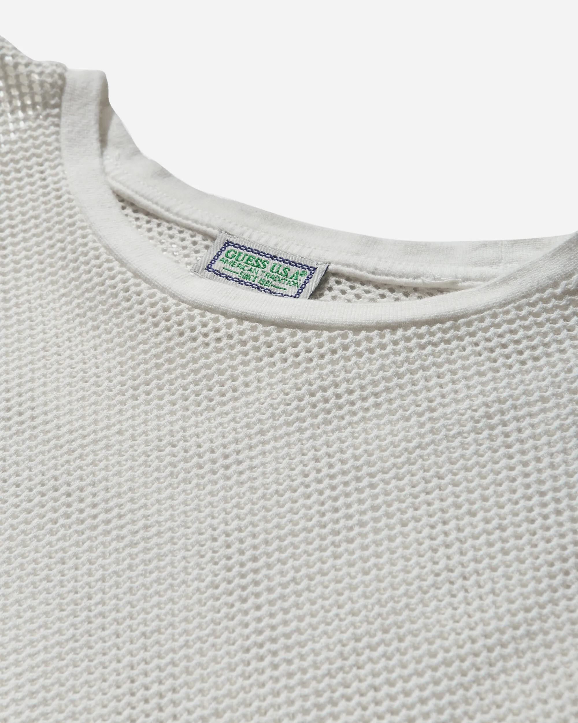 T-shirt à manches longues avec logo pour hommes en maille blanc nacré